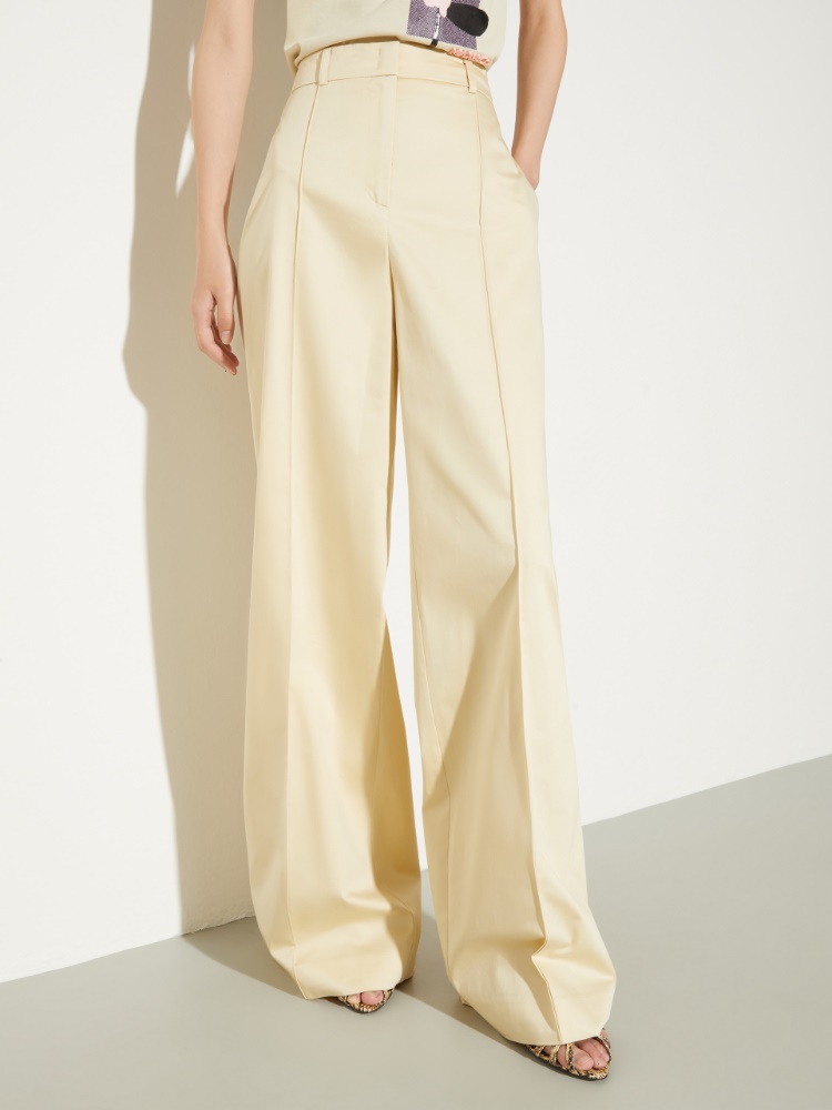 Wide-leg cotton-satin trousers - MAX&Co.