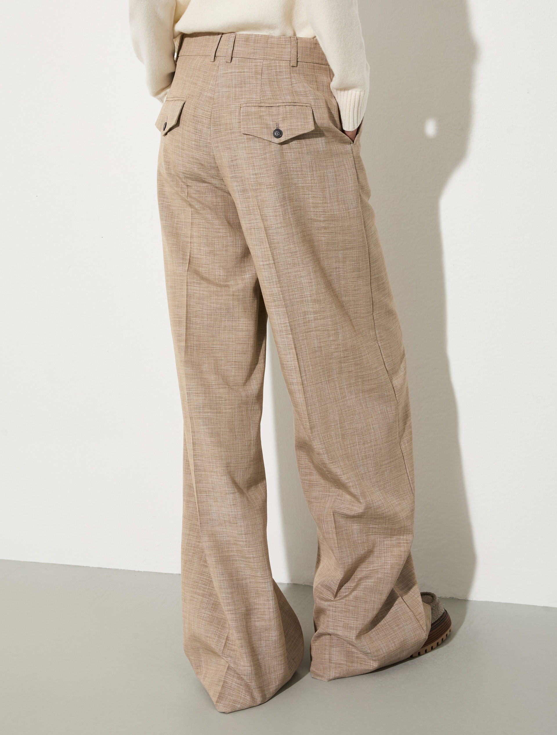 Wide-leg slub grisaille trousers, light grey | MAX&Co. Wide-leg slub grisaille trousers - LIGHT GREY - MAX&Co. - 2