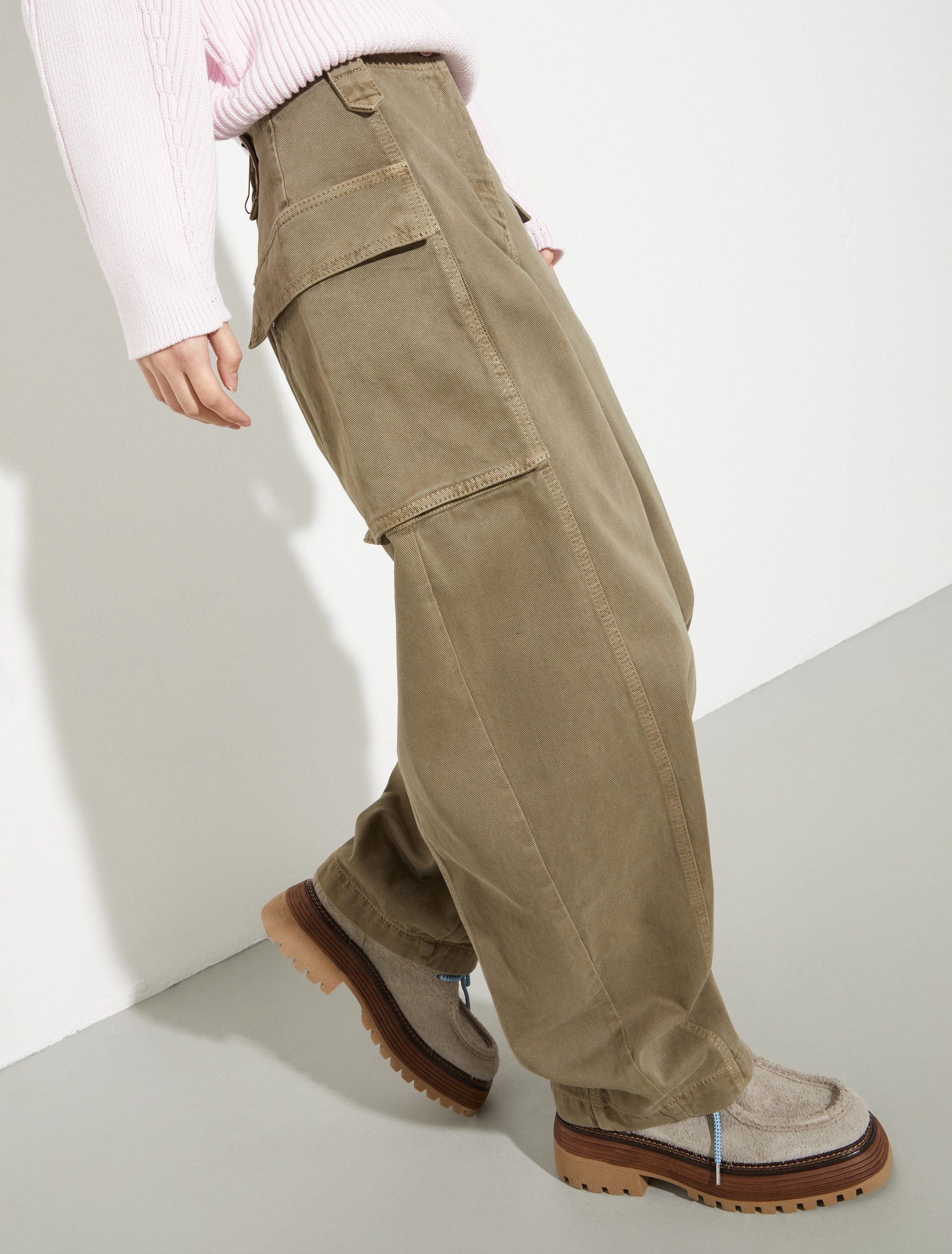 Barrel-leg cargo trousers - KAKI - MAX&Co. - 3