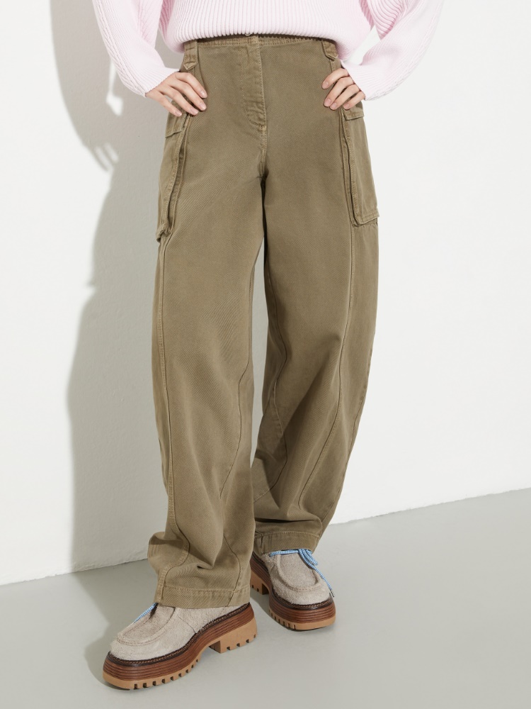 Barrel-leg cargo trousers - KAKI - MAX&Co.