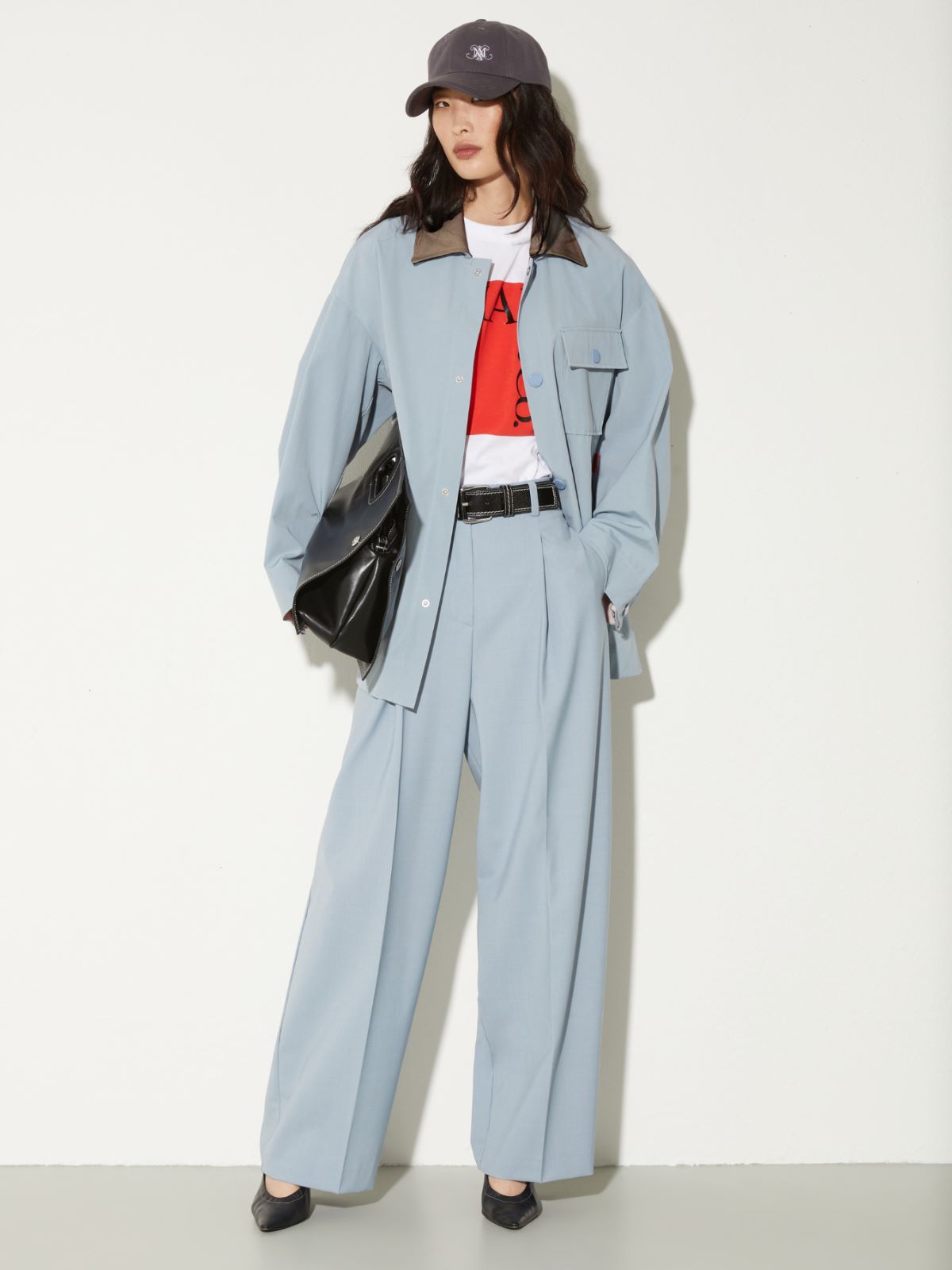 Wide-leg wool-blend trousers, light blue | MAX&Co. Wide-leg wool-blend trousers - LIGHT BLUE - MAX&Co. - 4