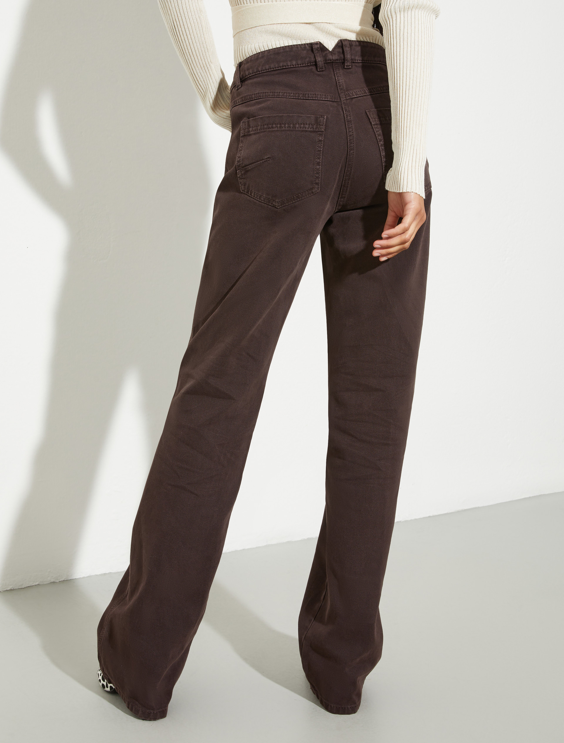 Straight-leg cotton-drill trousers, chocolate | MAX&Co. Straight-leg cotton-drill trousers - CHOCOLATE - MAX&Co. - 2