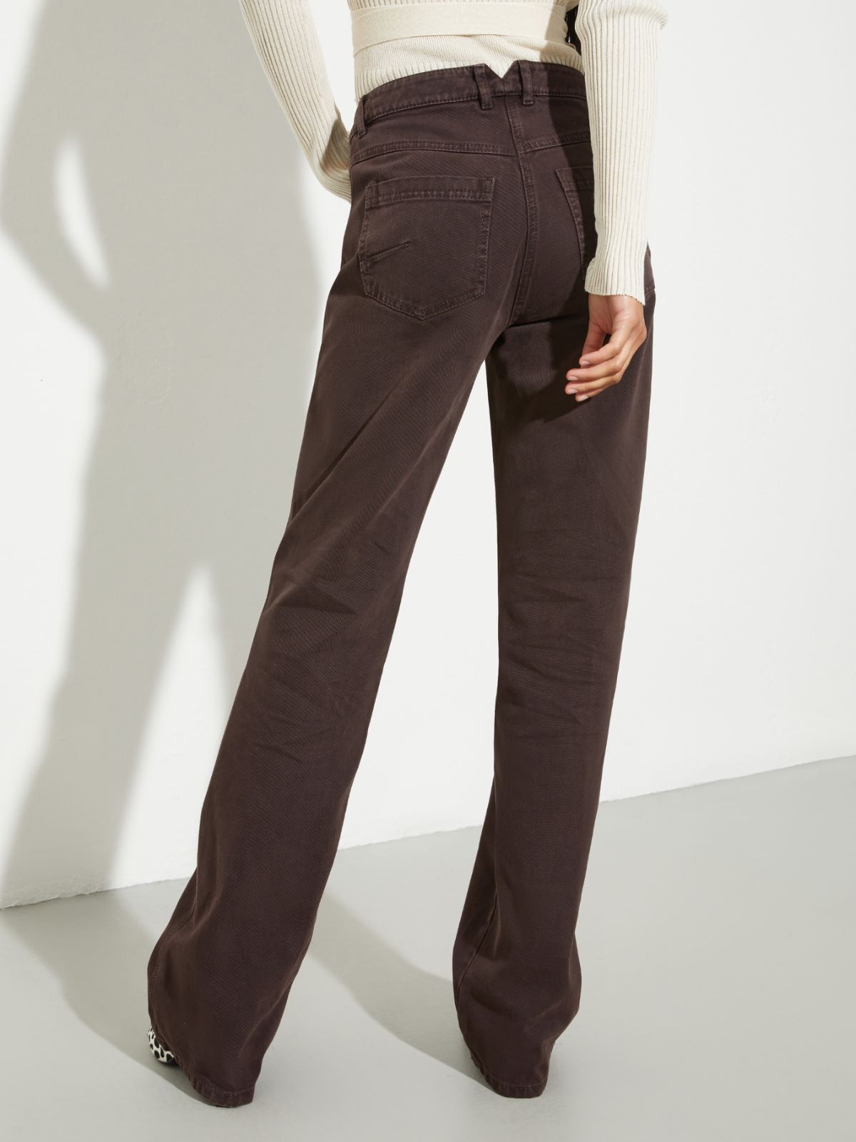 Straight-leg cotton-drill trousers, chocolate | MAX&Co. Straight-leg cotton-drill trousers - CHOCOLATE - MAX&Co. - 2