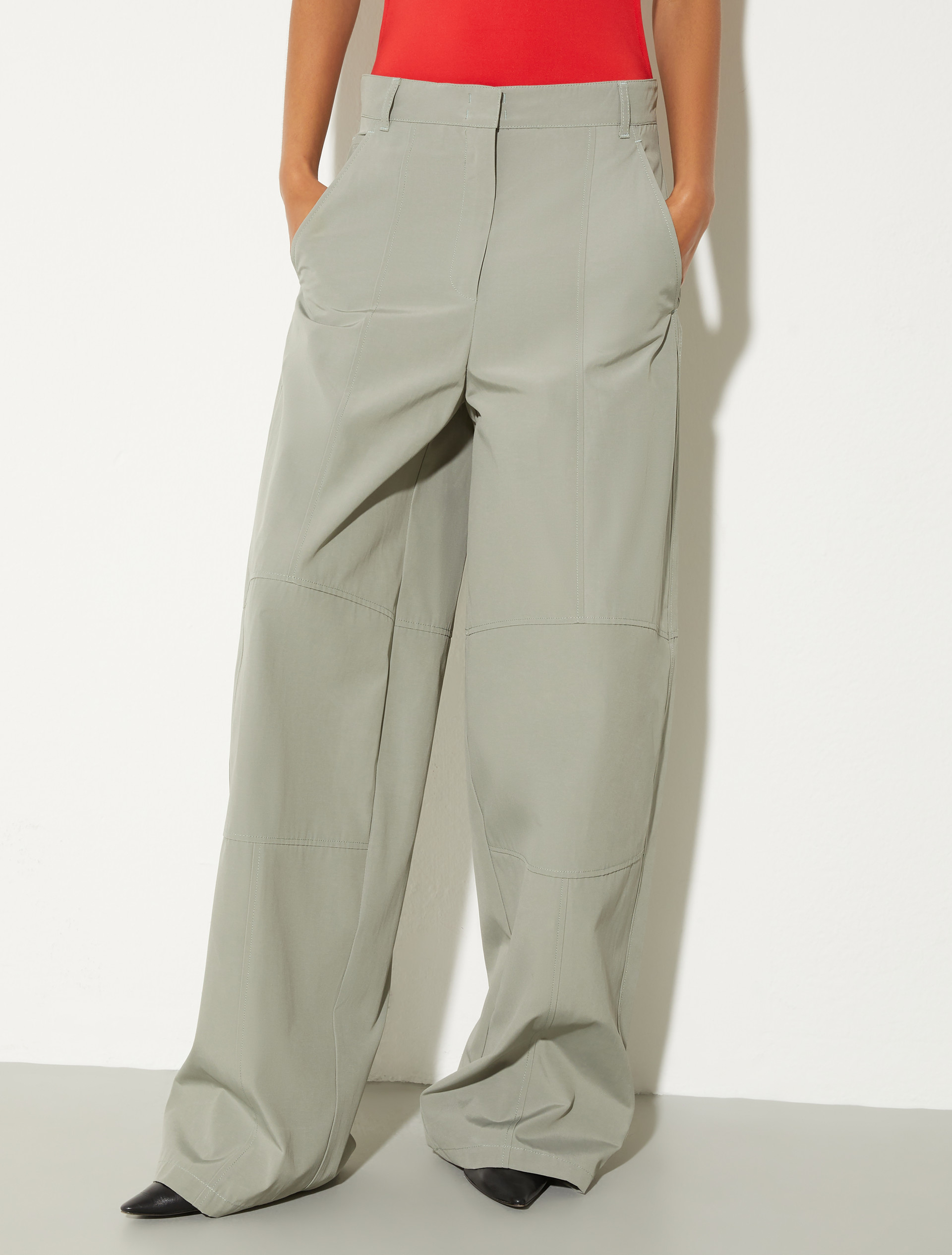 Oversized barrel-leg trousers, sage | MAX&Co. Oversized barrel-leg trousers - SAGE - MAX&Co.
