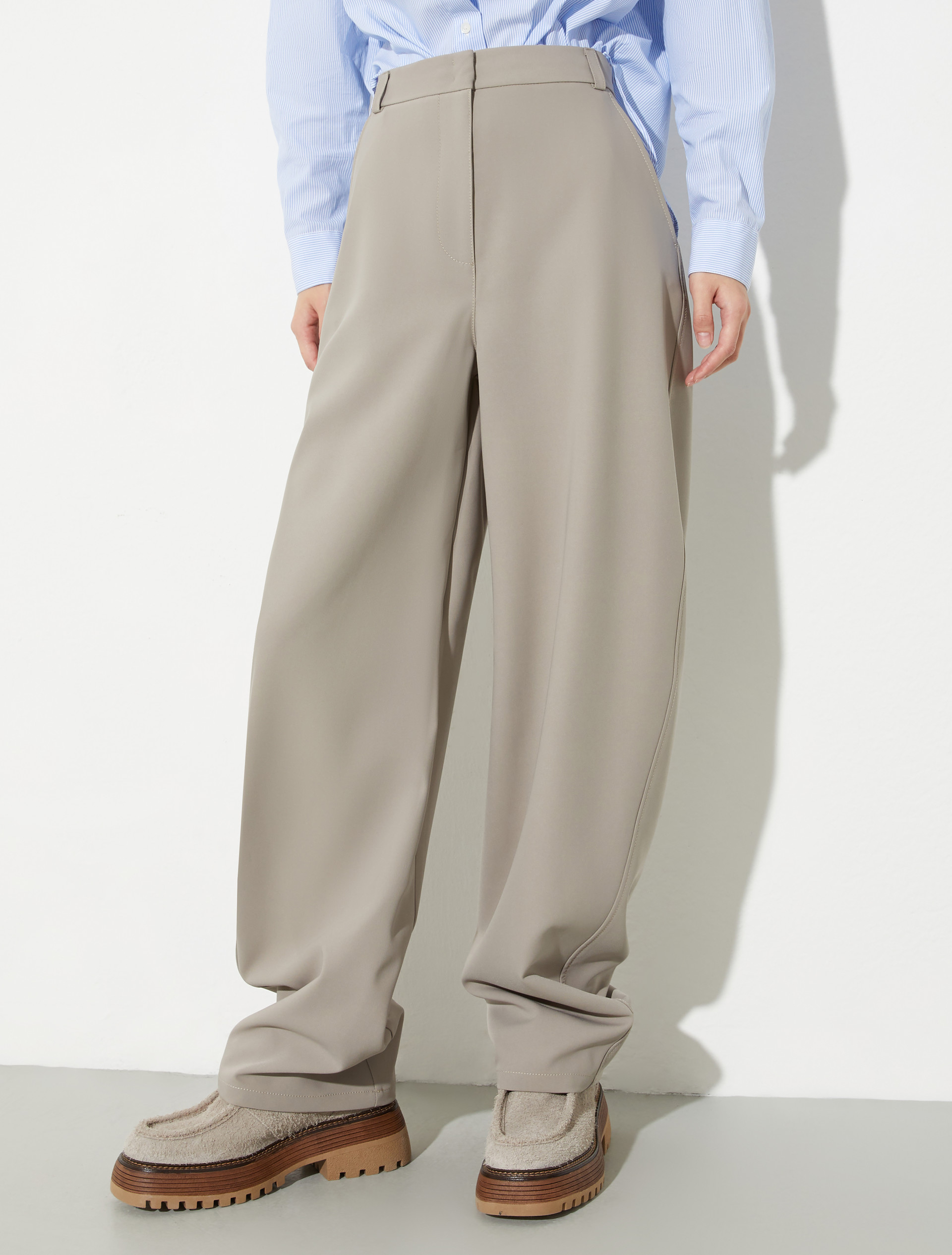 Barrel-leg stretch trousers, light grey | MAX&Co. Barrel-leg stretch trousers - LIGHT GREY - MAX&Co.