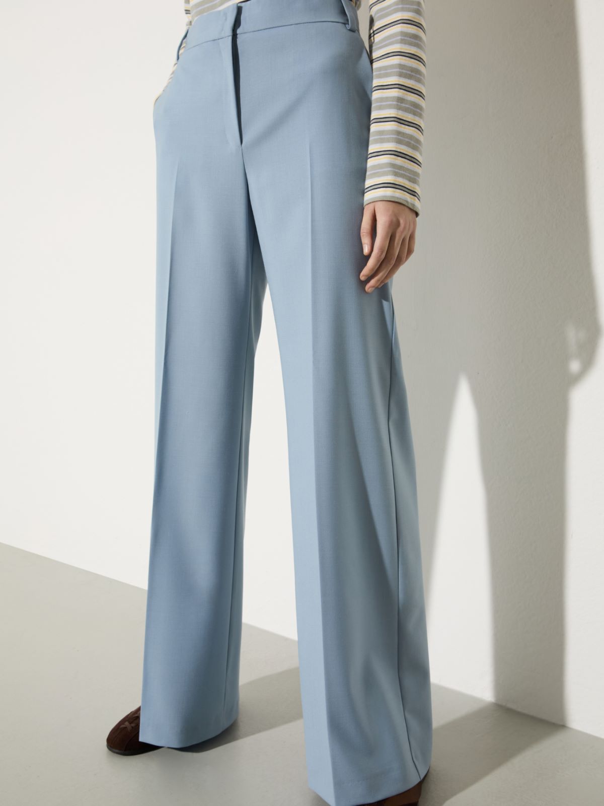 Pantalon droit en laine mélangée - AZURE - MAX&Co. - 3