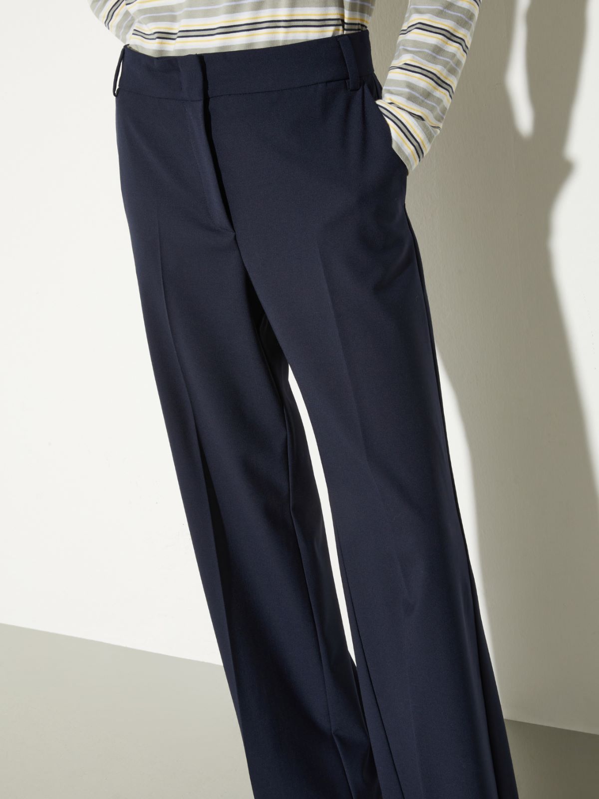 Pantalon droit en laine mélangée - BLEU - MAX&Co. - 3