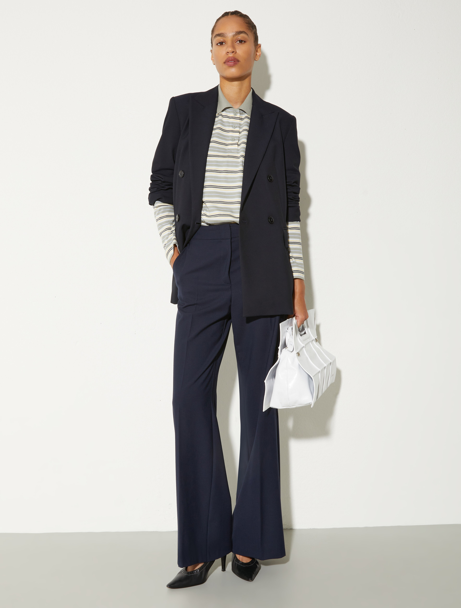 Pantalon droit en laine mélangée - BLEU - MAX&Co. - 4