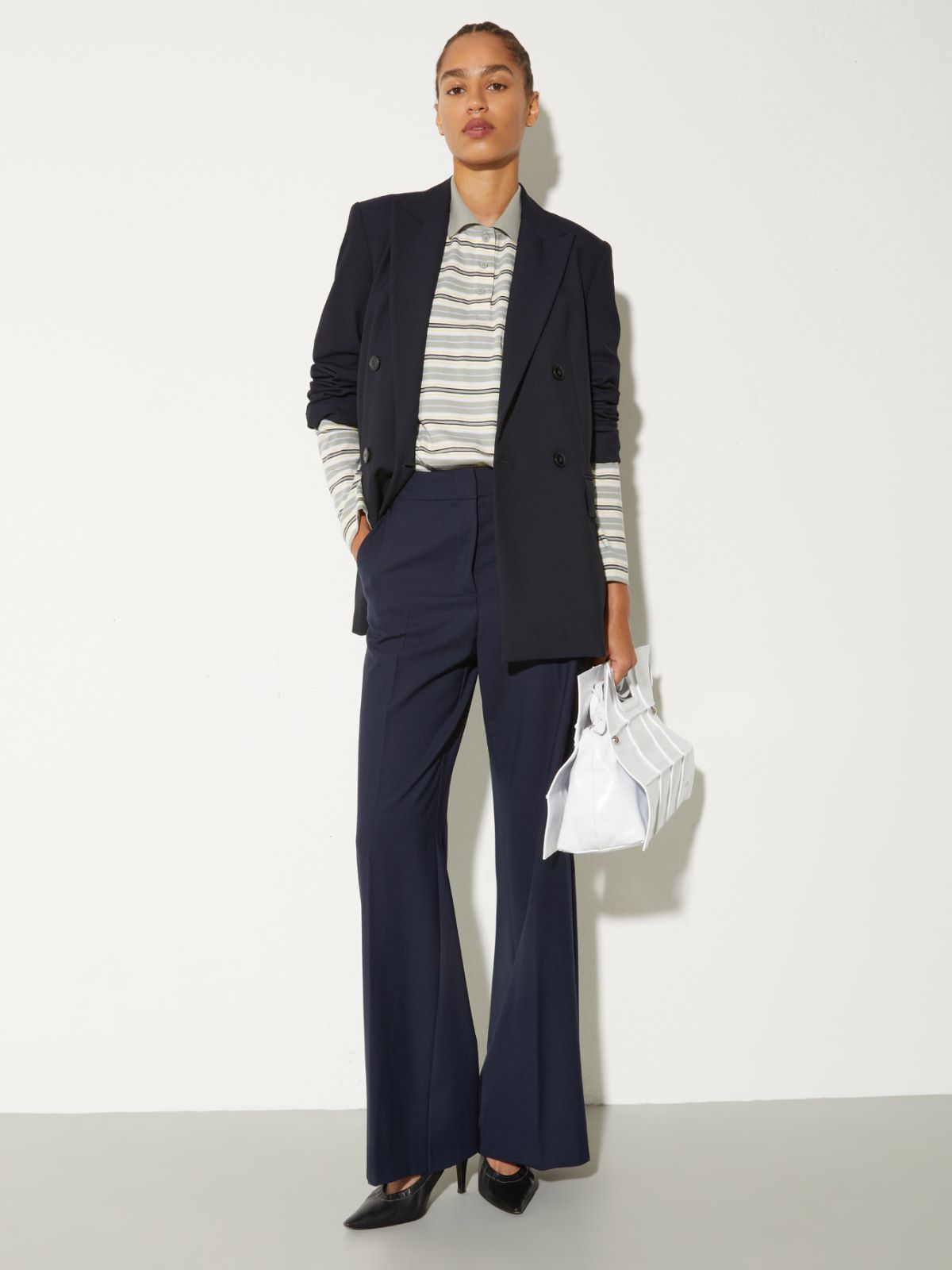 Pantalon droit en laine mélangée - BLEU - MAX&Co. - 4