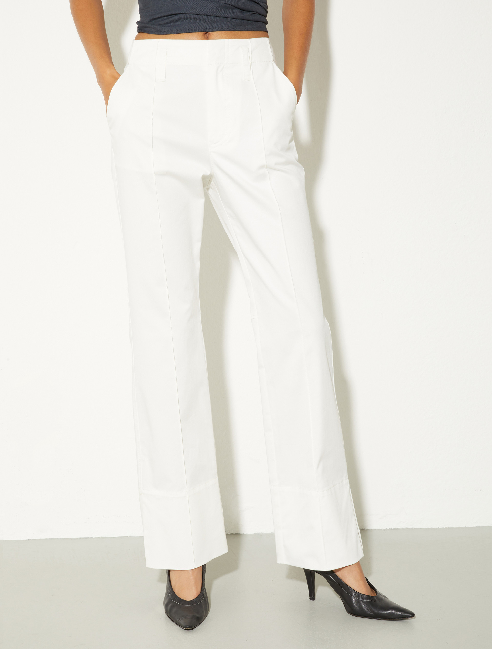 Pantalón de gabardina de algodón - BLANCO - MAX&Co.