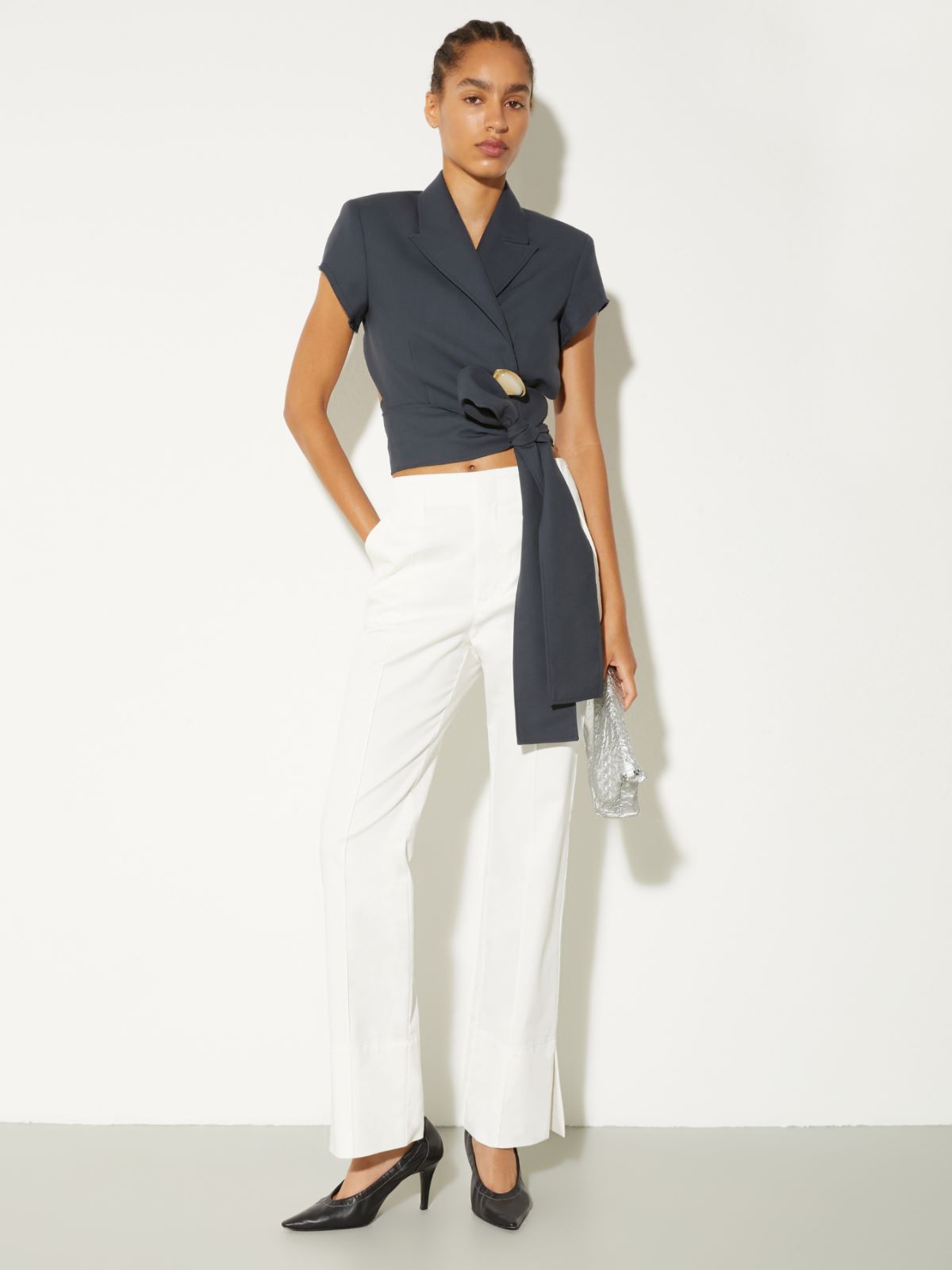 Pantalón de gabardina de algodón - BLANCO - MAX&Co. - 4