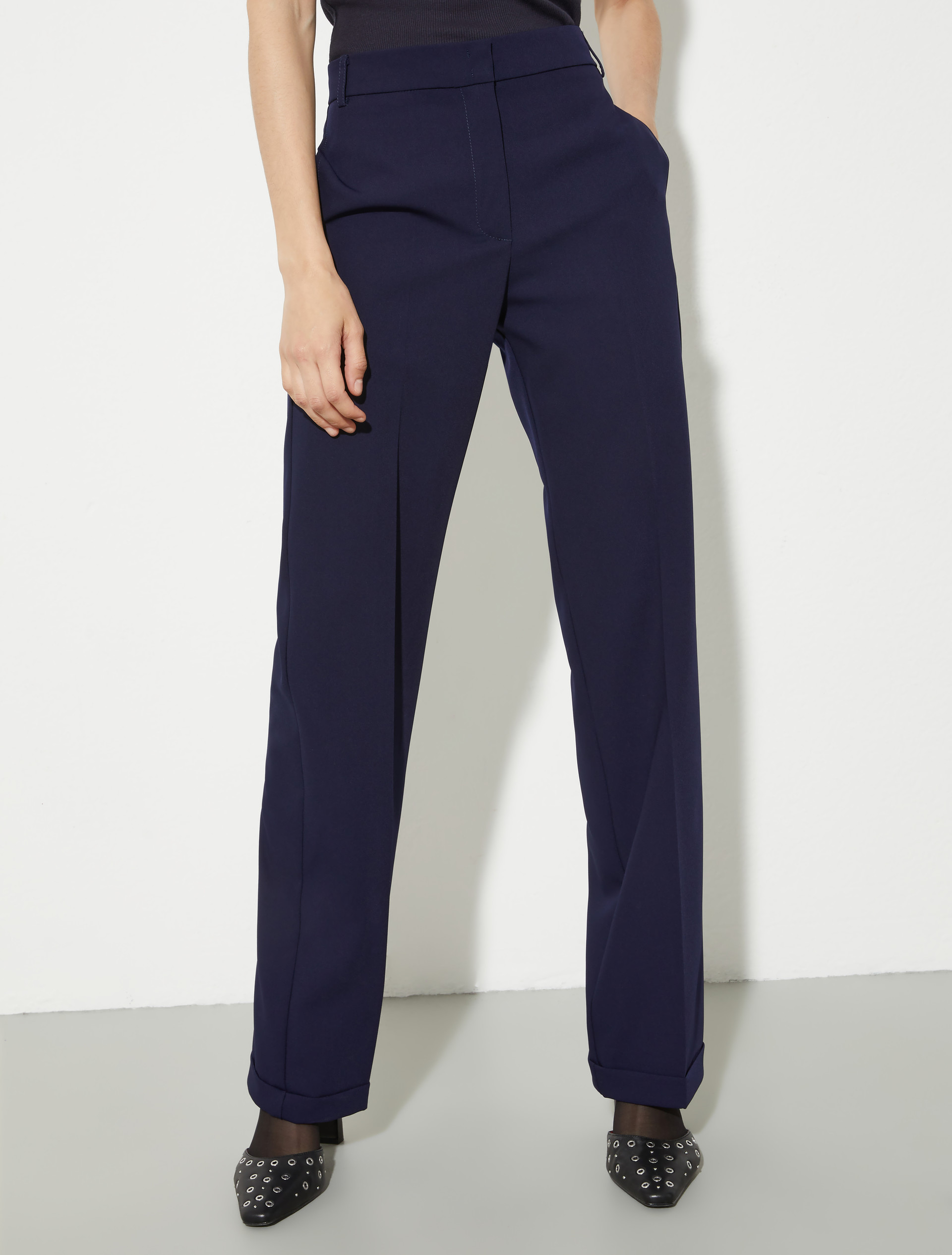 Straight-leg stretch trousers, navy | MAX&Co. Straight-leg stretch trousers - NAVY - MAX&Co.