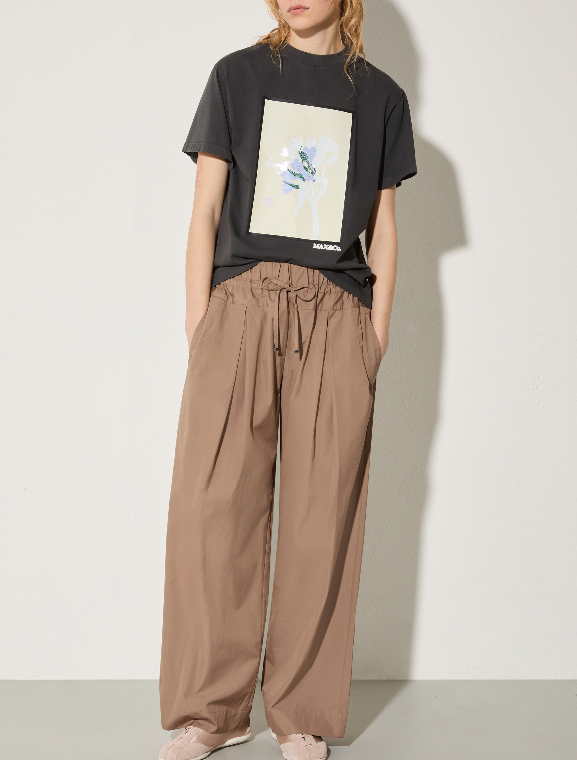Wide-fit poplin trousers - TURTLEDOVE - MAX&Co.