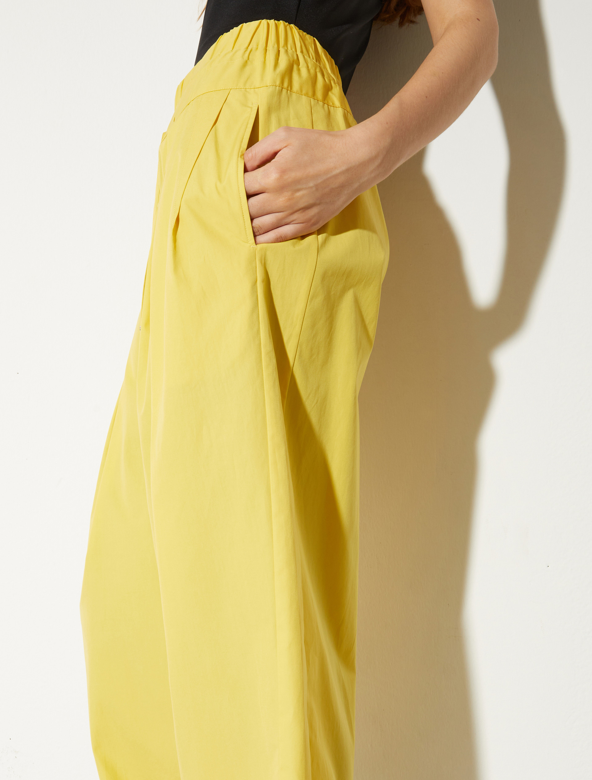 Wide-fit poplin trousers - LIGHT YELLOW - MAX&Co. - 3