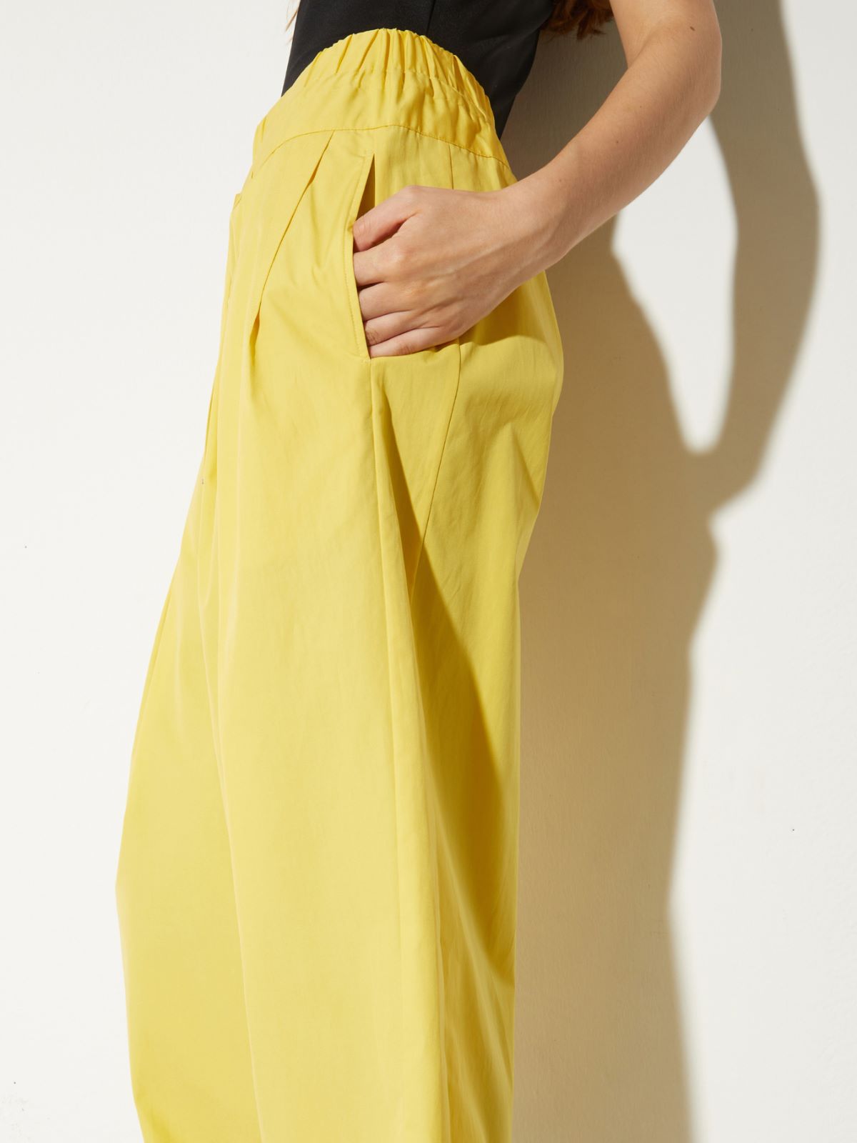 Wide-fit poplin trousers - LIGHT YELLOW - MAX&Co. - 3