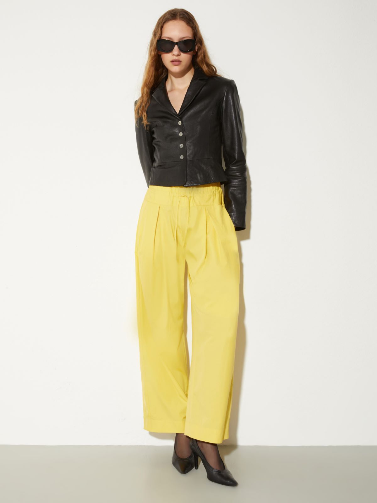 Wide-fit poplin trousers - LIGHT YELLOW - MAX&Co. - 4