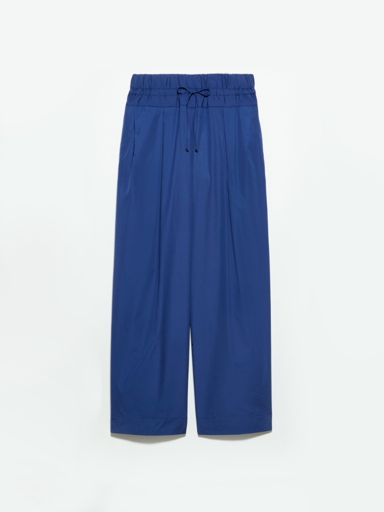 Wide-fit poplin trousers - NAVY - MAX&Co.