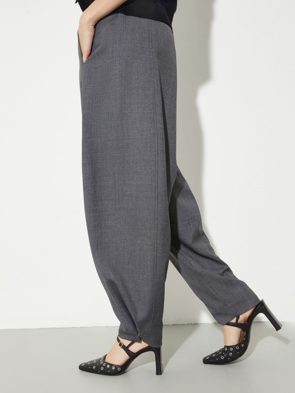 Barrel-leg grisaille trousers, grey | MAX&Co. Barrel-leg grisaille trousers - GREY - MAX&Co. - 3