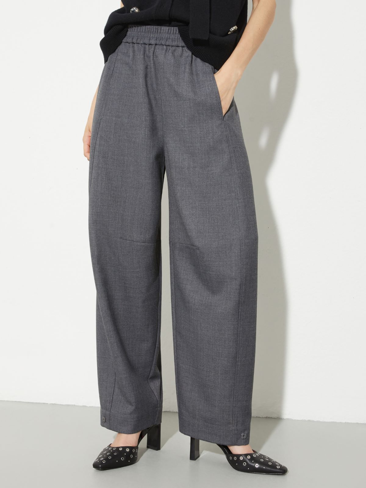 Barrel-leg grisaille trousers, grey | MAX&Co. Barrel-leg grisaille trousers - GREY - MAX&Co.