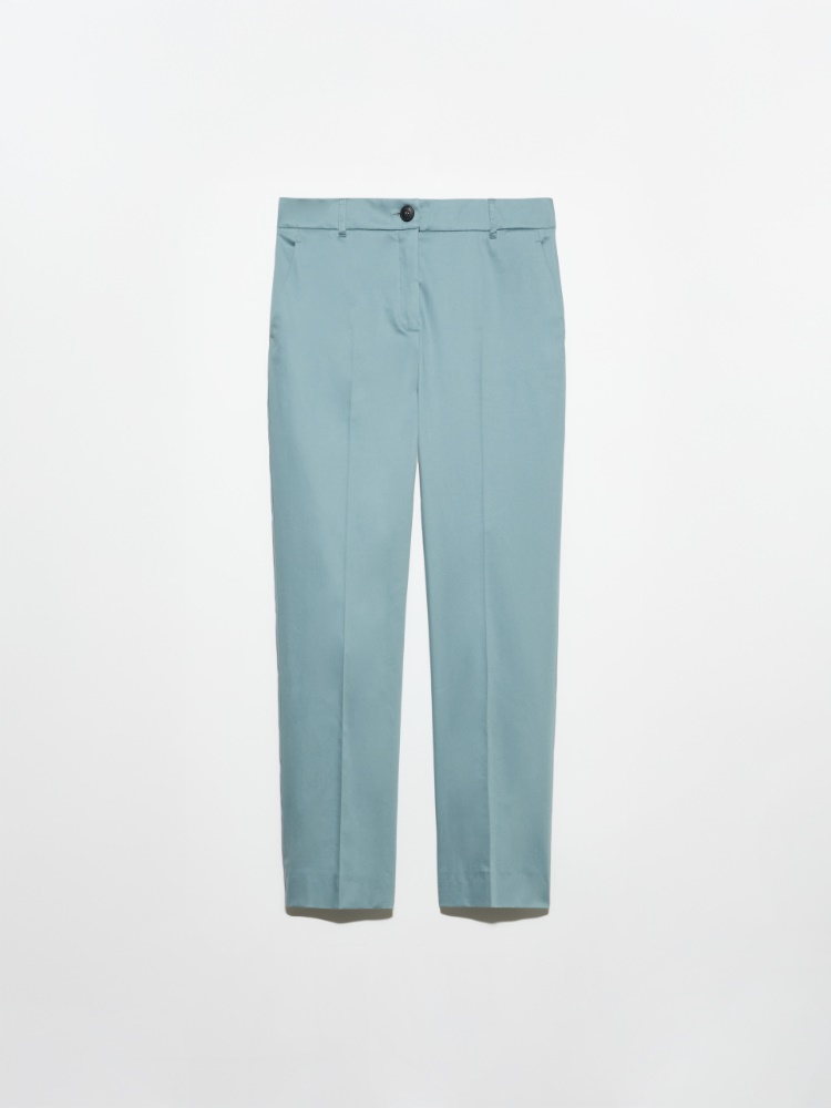 Slim-fit cotton-satin trousers - QUARTZ - MAX&Co.