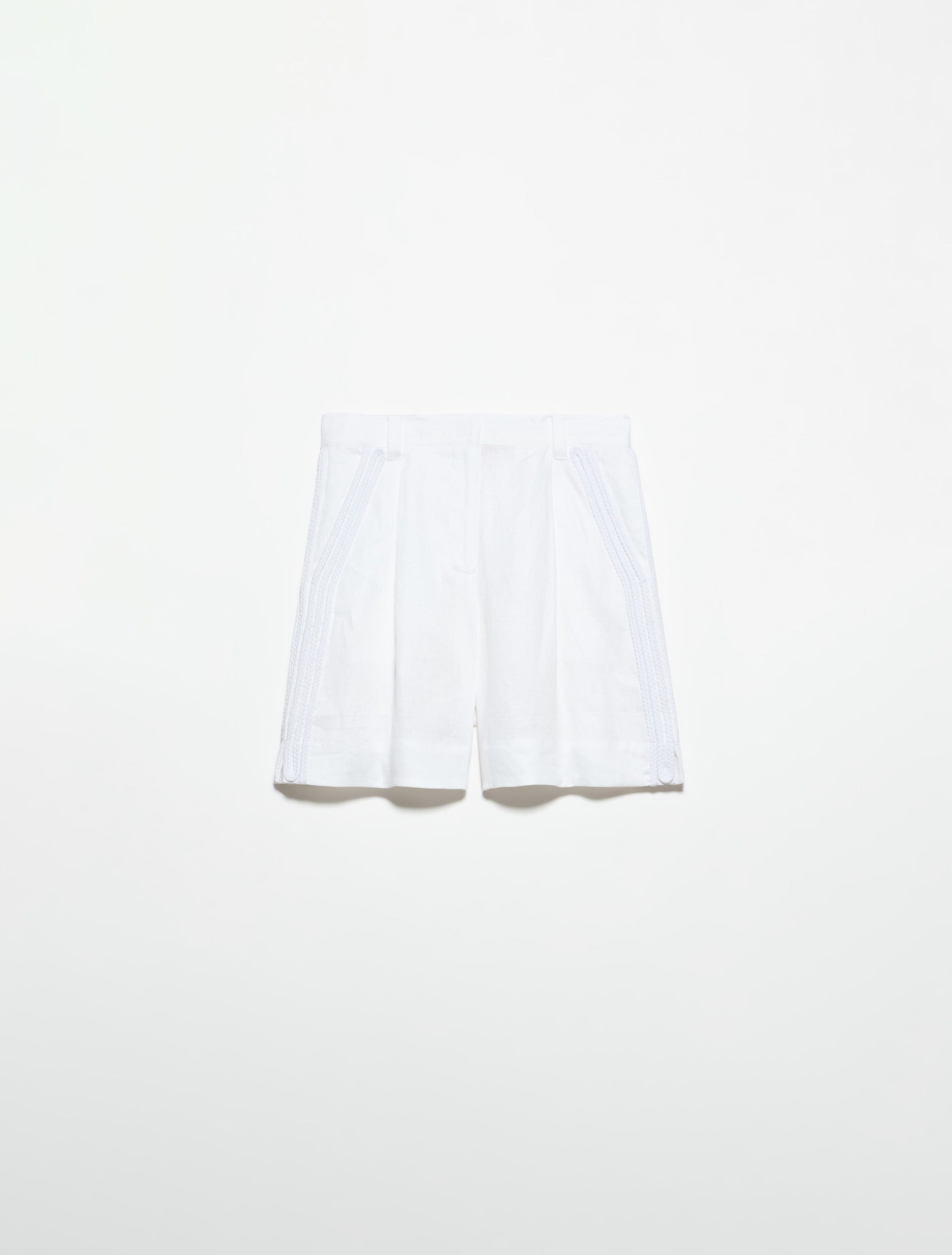 Passementerie linen shorts - WHITE - MAX&Co. - 5