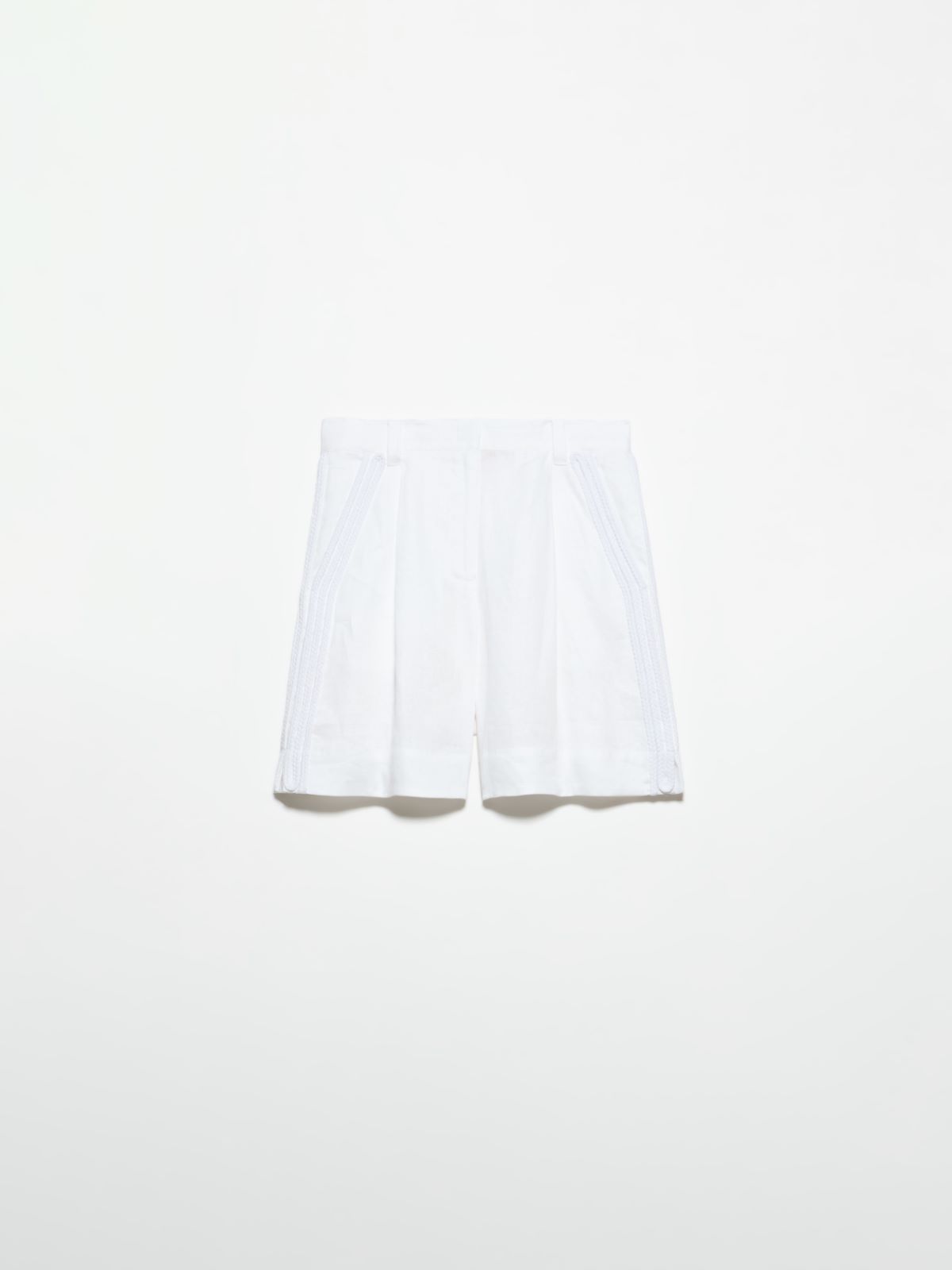 Passementerie linen shorts - WHITE - MAX&Co. - 5