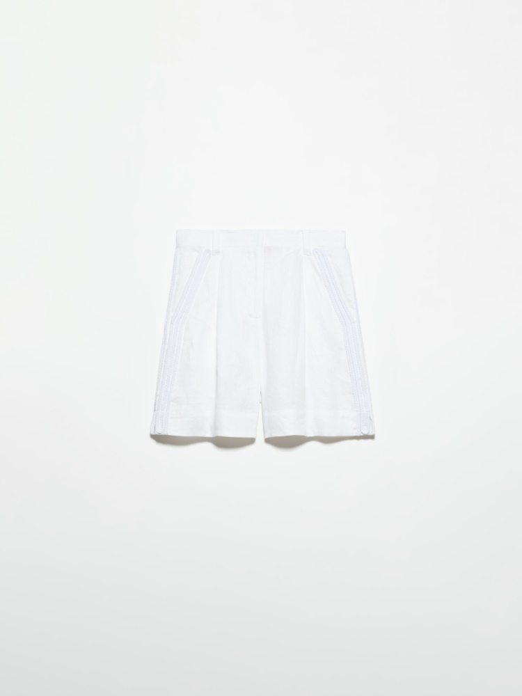 Passementerie linen shorts - WHITE - MAX&Co.