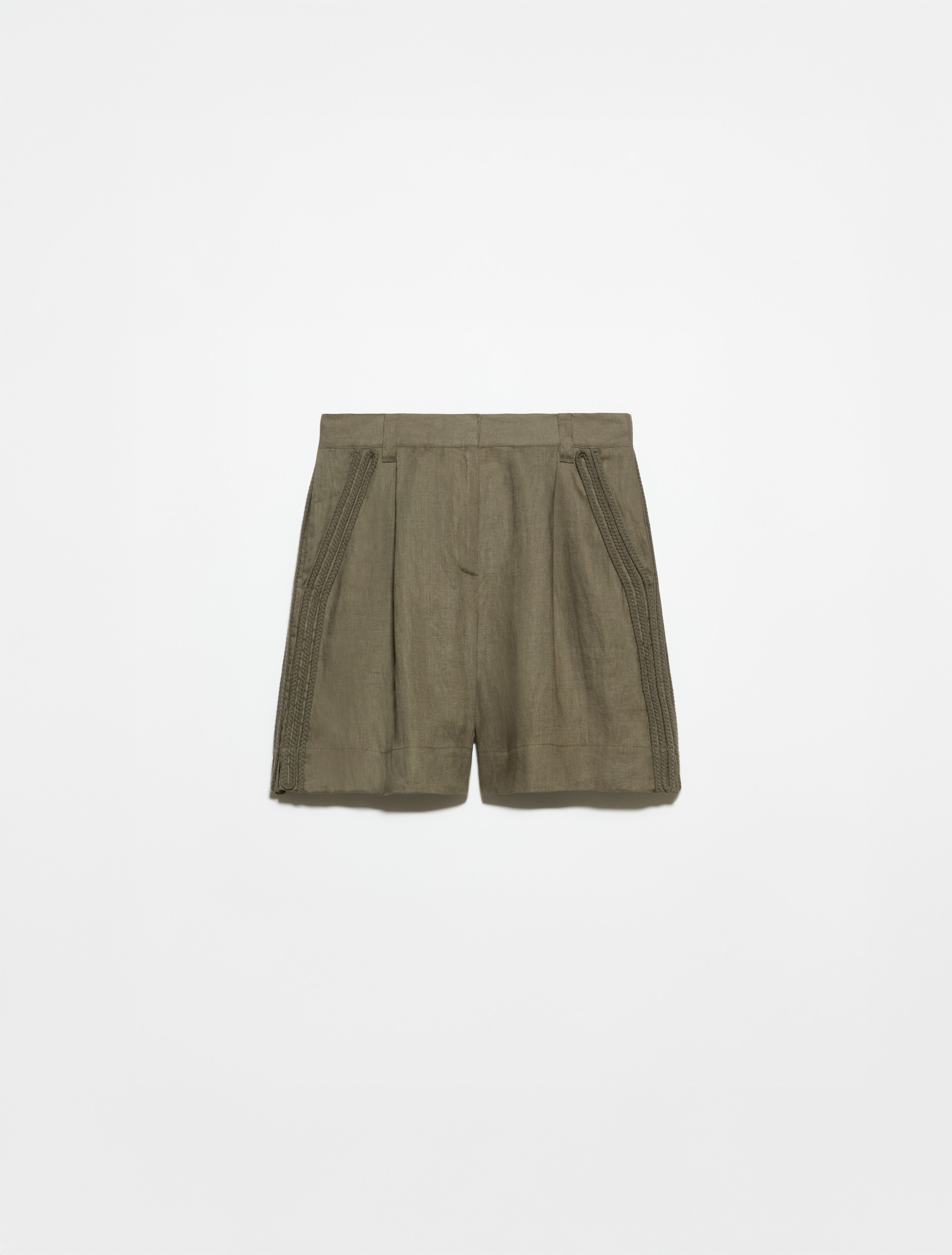 Passementerie linen shorts - KAKI - MAX&Co. - 5