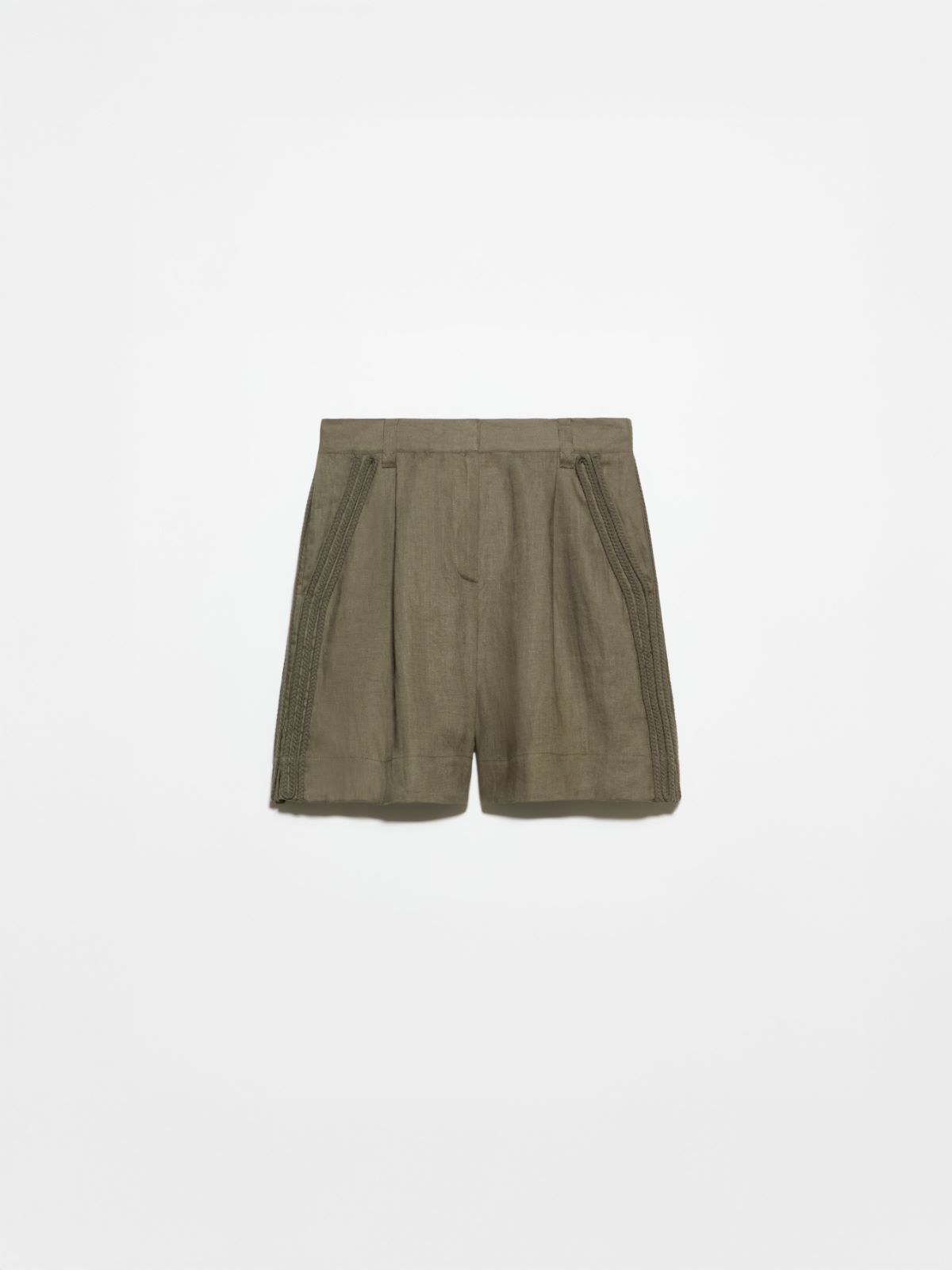 Passementerie linen shorts - KAKI - MAX&Co. - 5