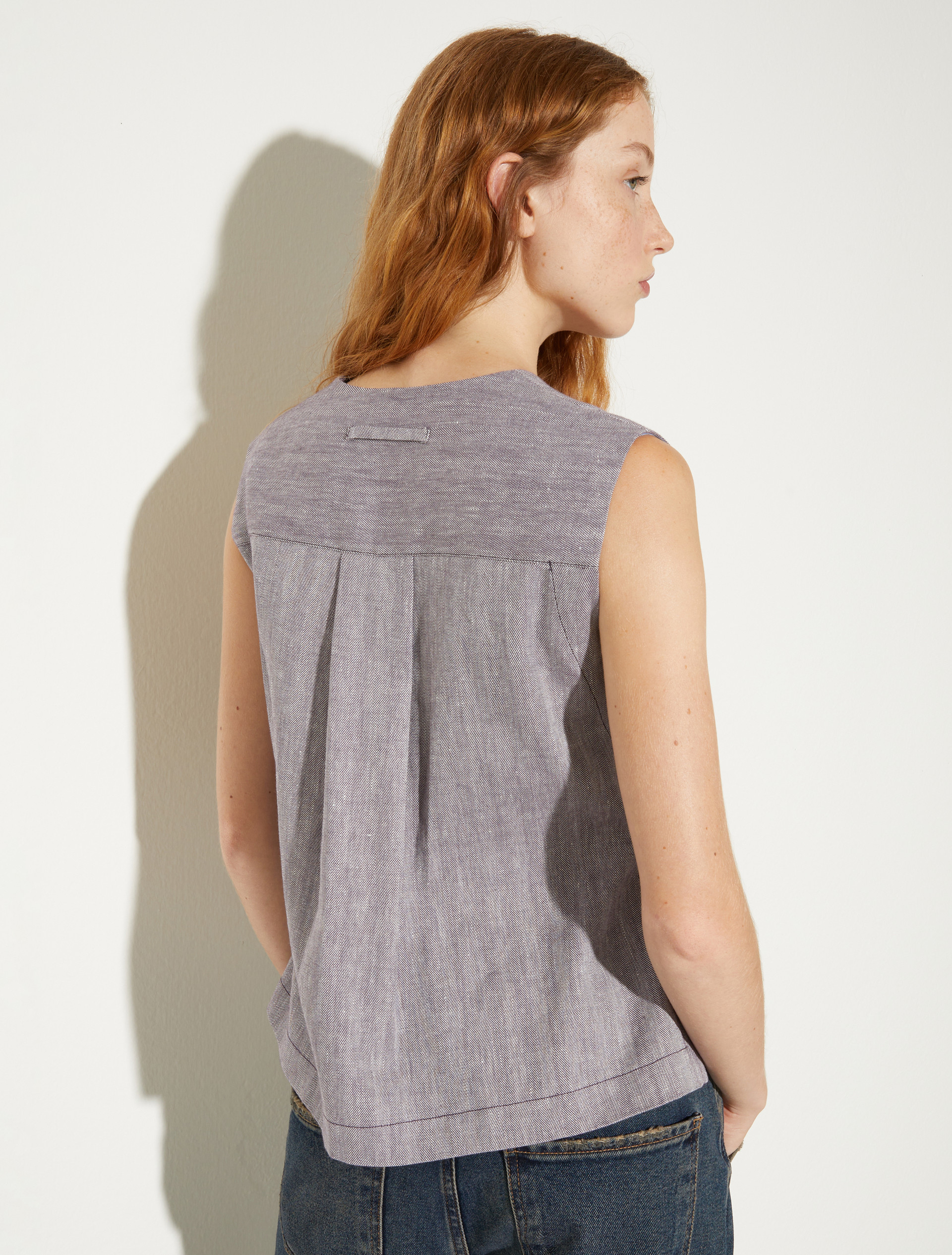 Linen and cotton gilet - AUBERGINE - MAX&Co. - 2