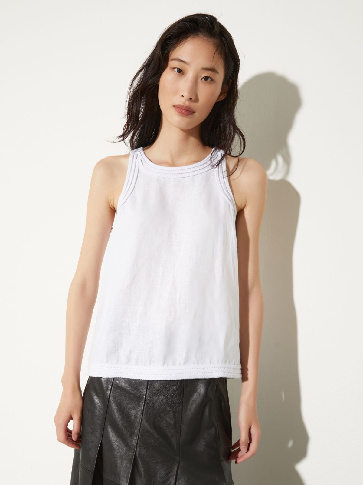 Passementerie linen top - WHITE - MAX&Co.
