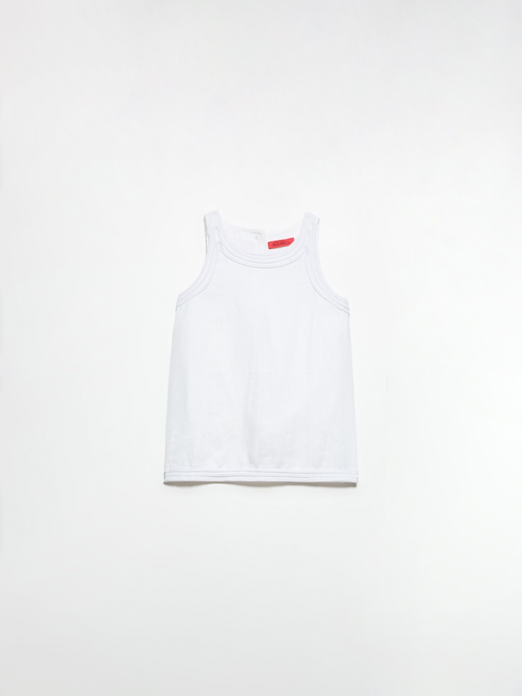 Passementerie linen top - WHITE - MAX&Co.
