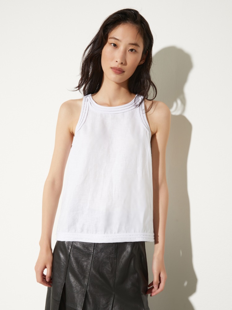 Passementerie linen top - WHITE - MAX&Co.