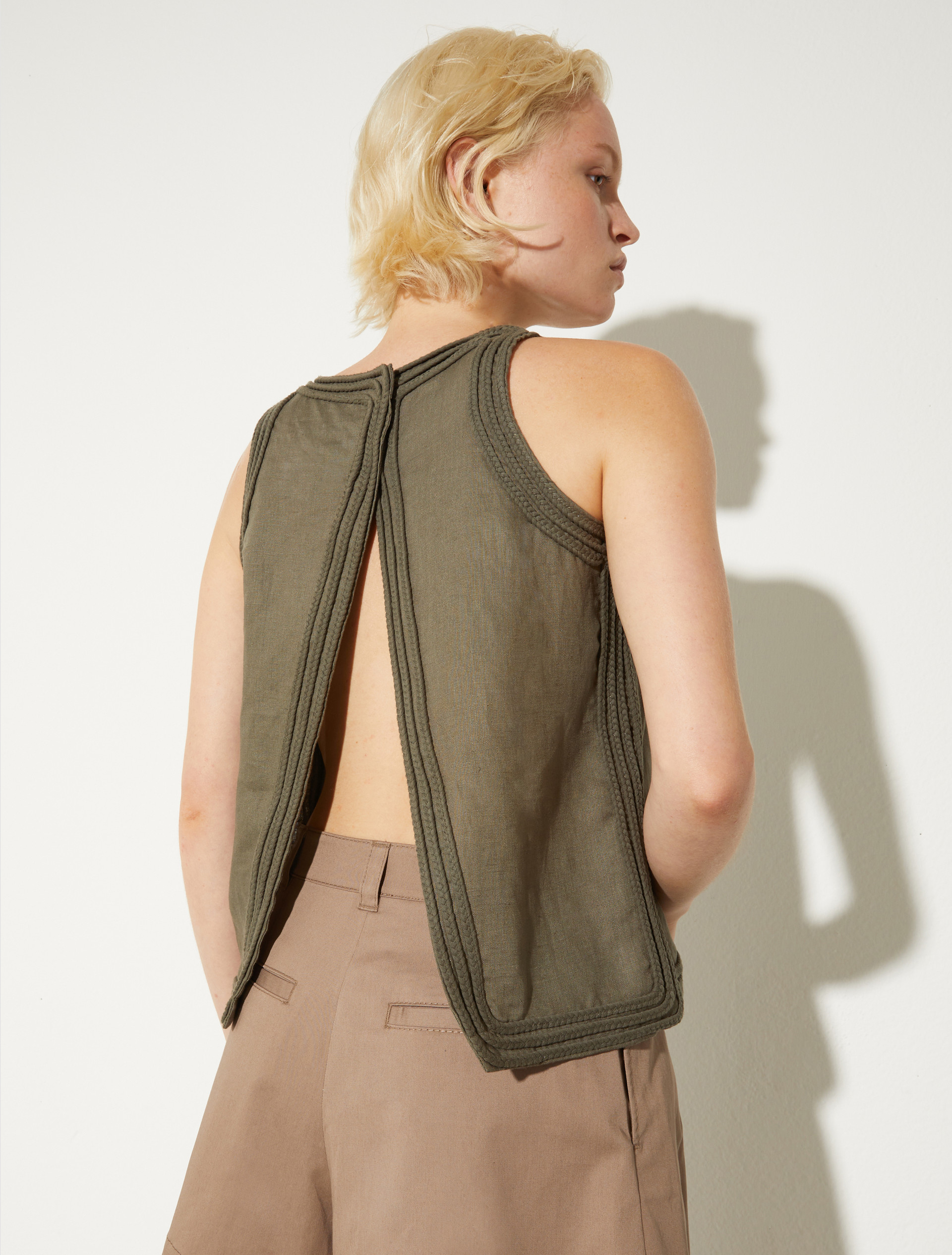 Passementerie linen top - KAKI - MAX&Co. - 2