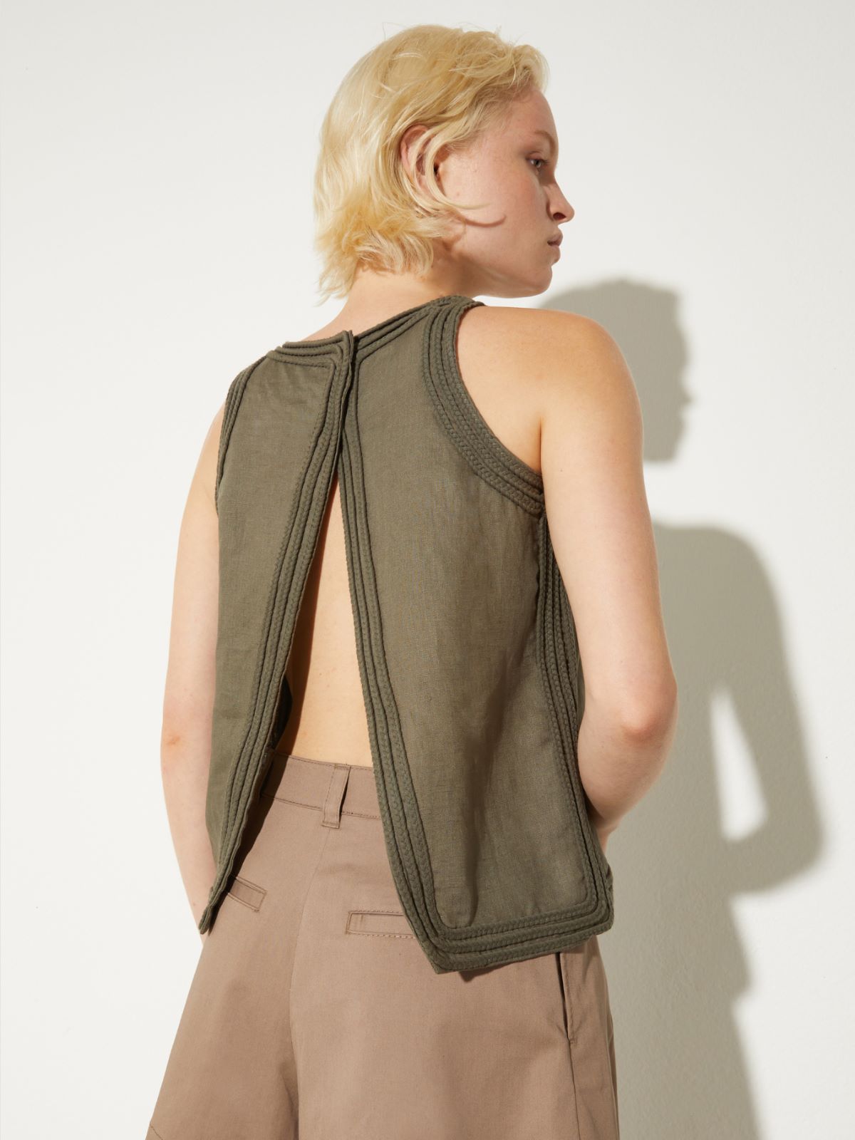 Passementerie linen top - KAKI - MAX&Co. - 2