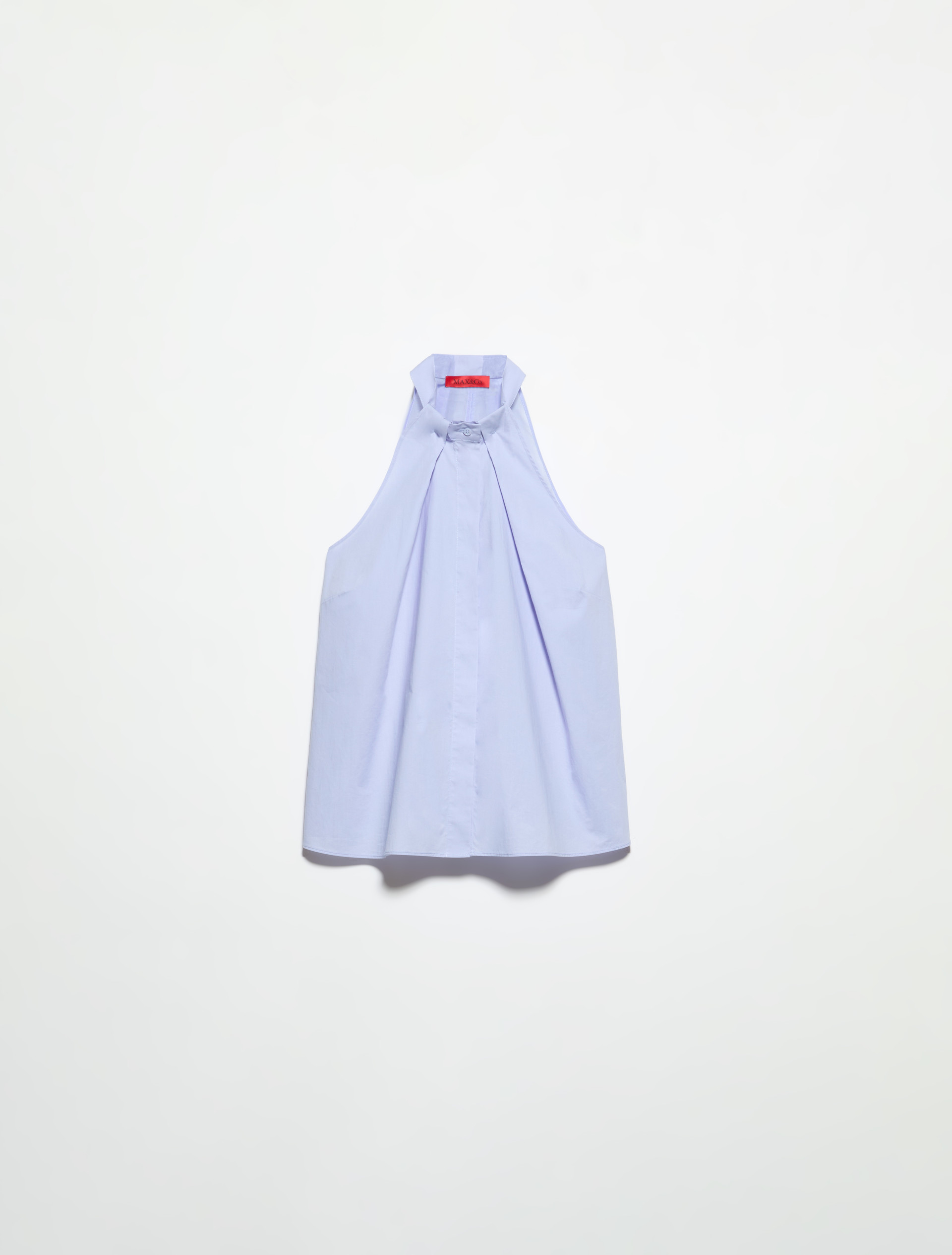 Neckholder-Top aus Popeline und Voile - AZURBLAU - MAX&Co. - 5