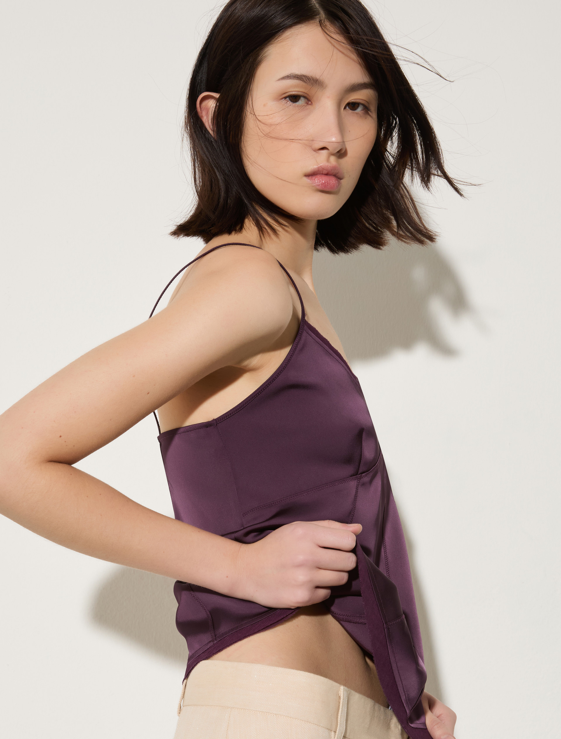 Oberteil aus fließendem Satin - AUBERGINE - MAX&Co. - 3