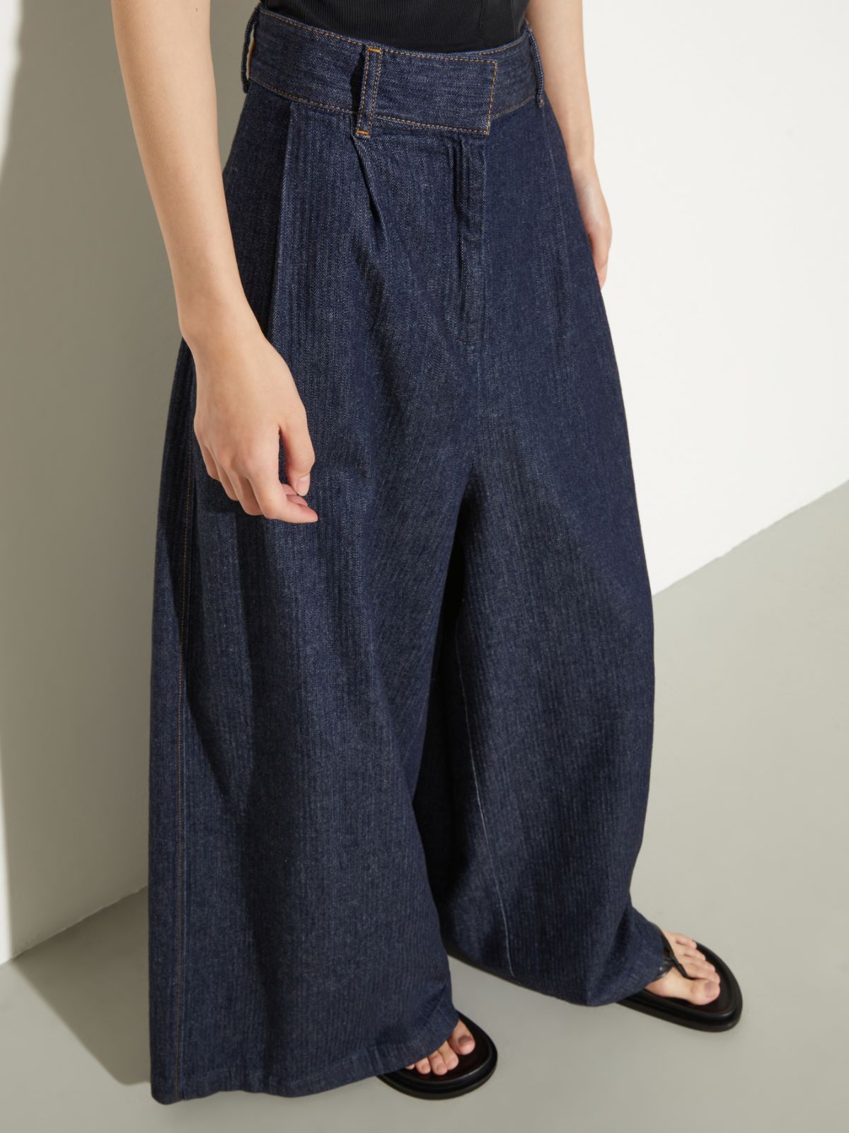 Textured denim maxi culottes - NAVY - MAX&Co. - 3