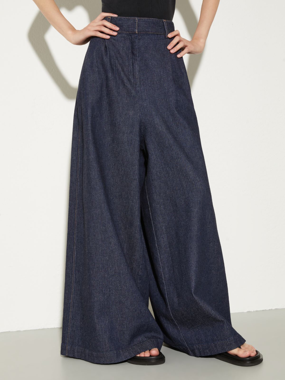 Textured denim maxi culottes - NAVY - MAX&Co.