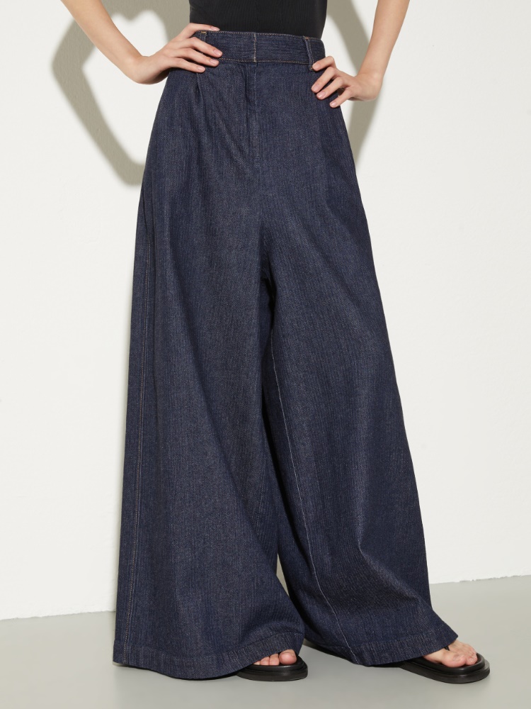 Textured denim maxi culottes - NAVY - MAX&Co.
