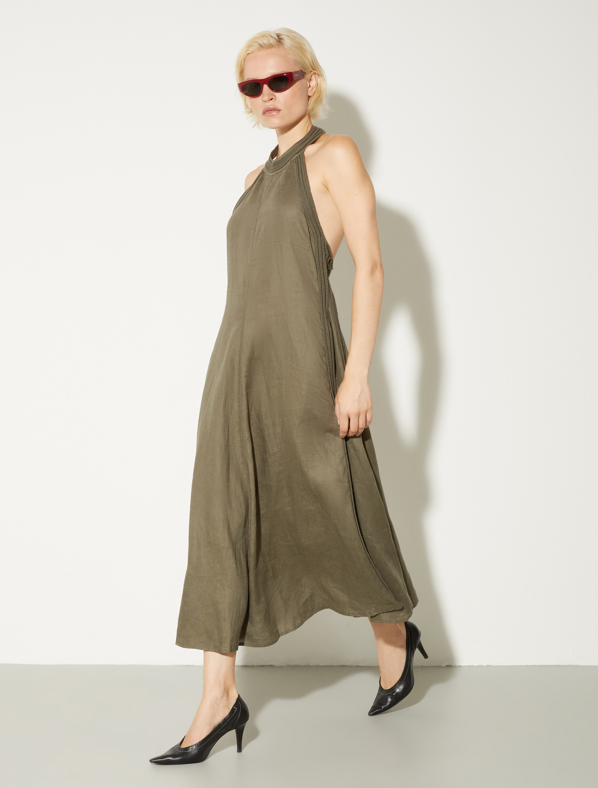 Passementerie linen dress - KAKI - MAX&Co. - 4