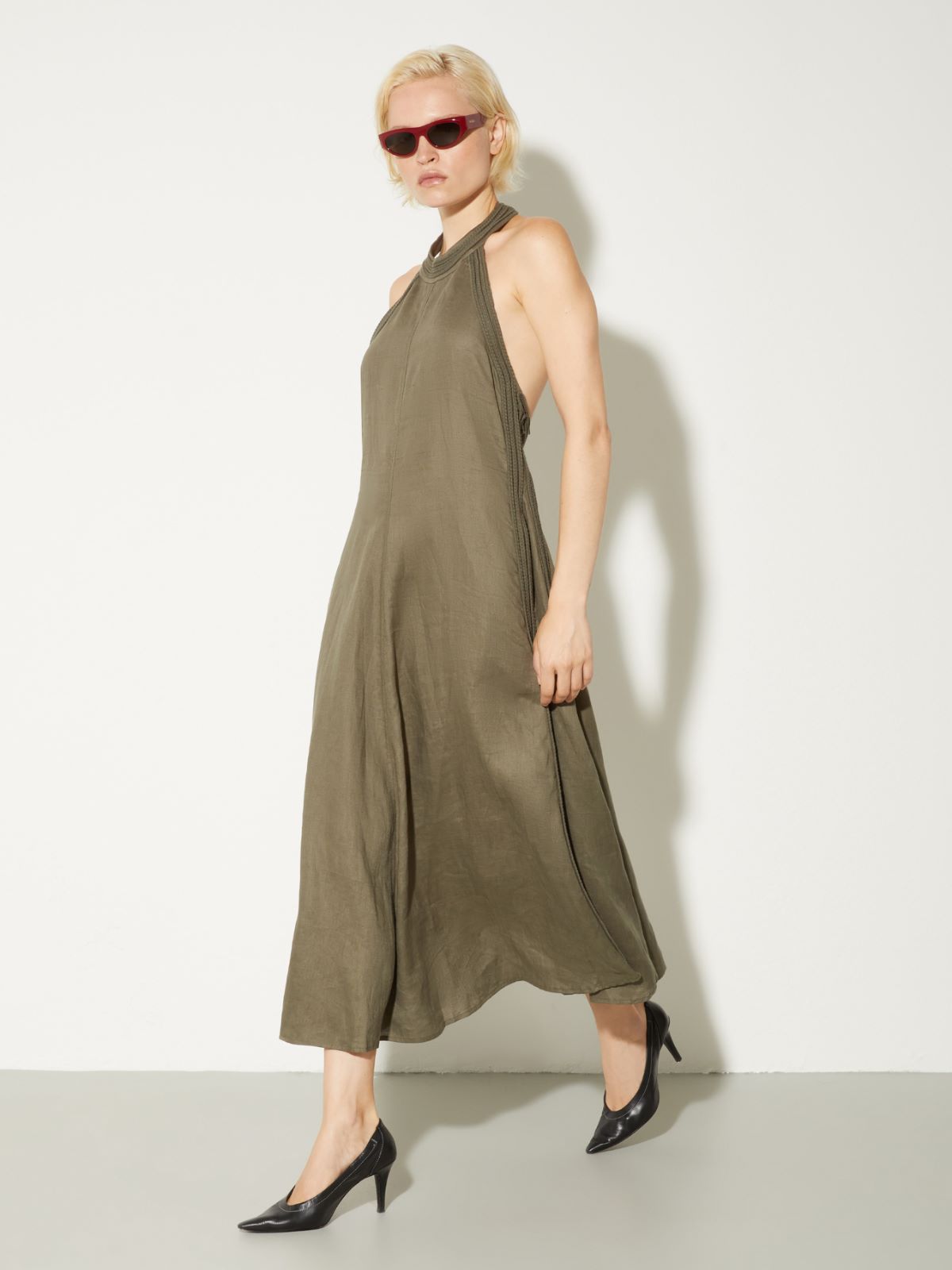 Passementerie linen dress - KAKI - MAX&Co. - 4
