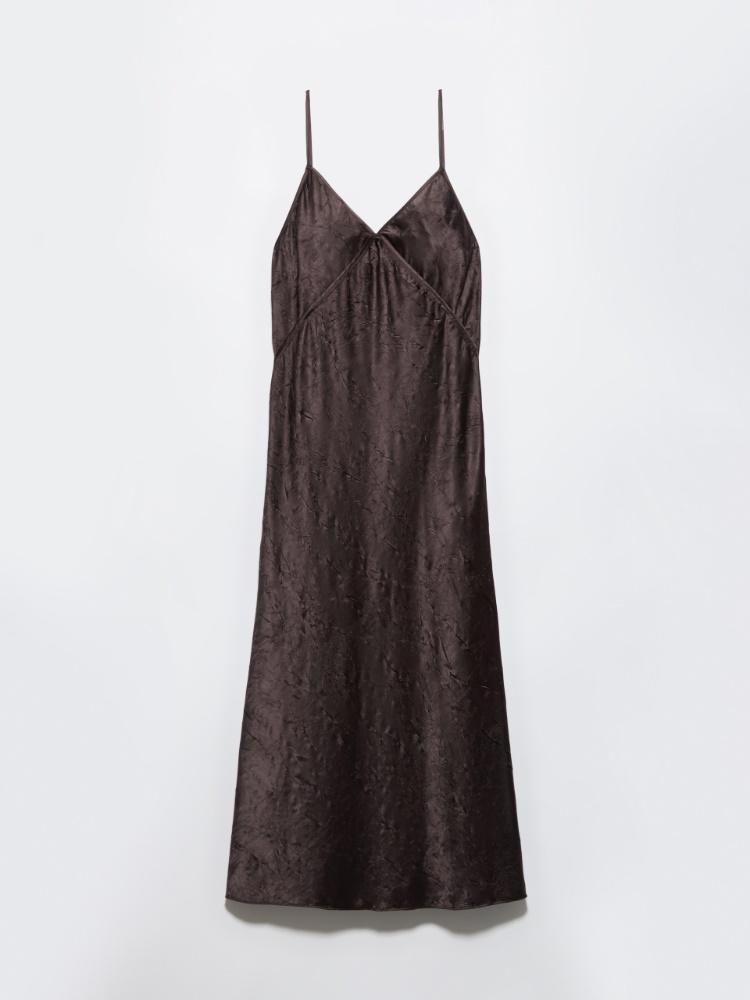 Crinkled satin slip dress - CHOCOLATE - MAX&Co.