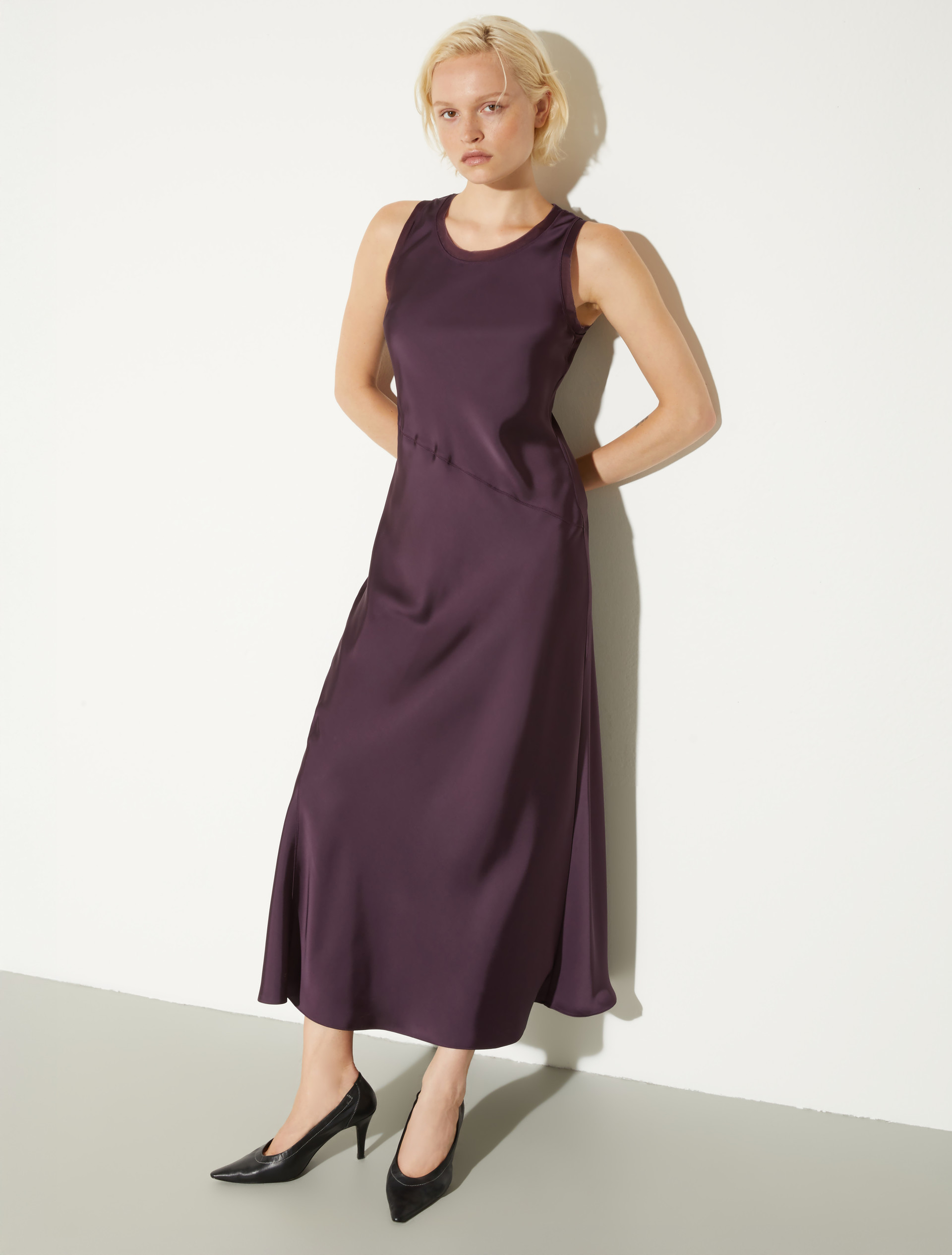 Fluid satin shift dress - AUBERGINE - MAX&Co.