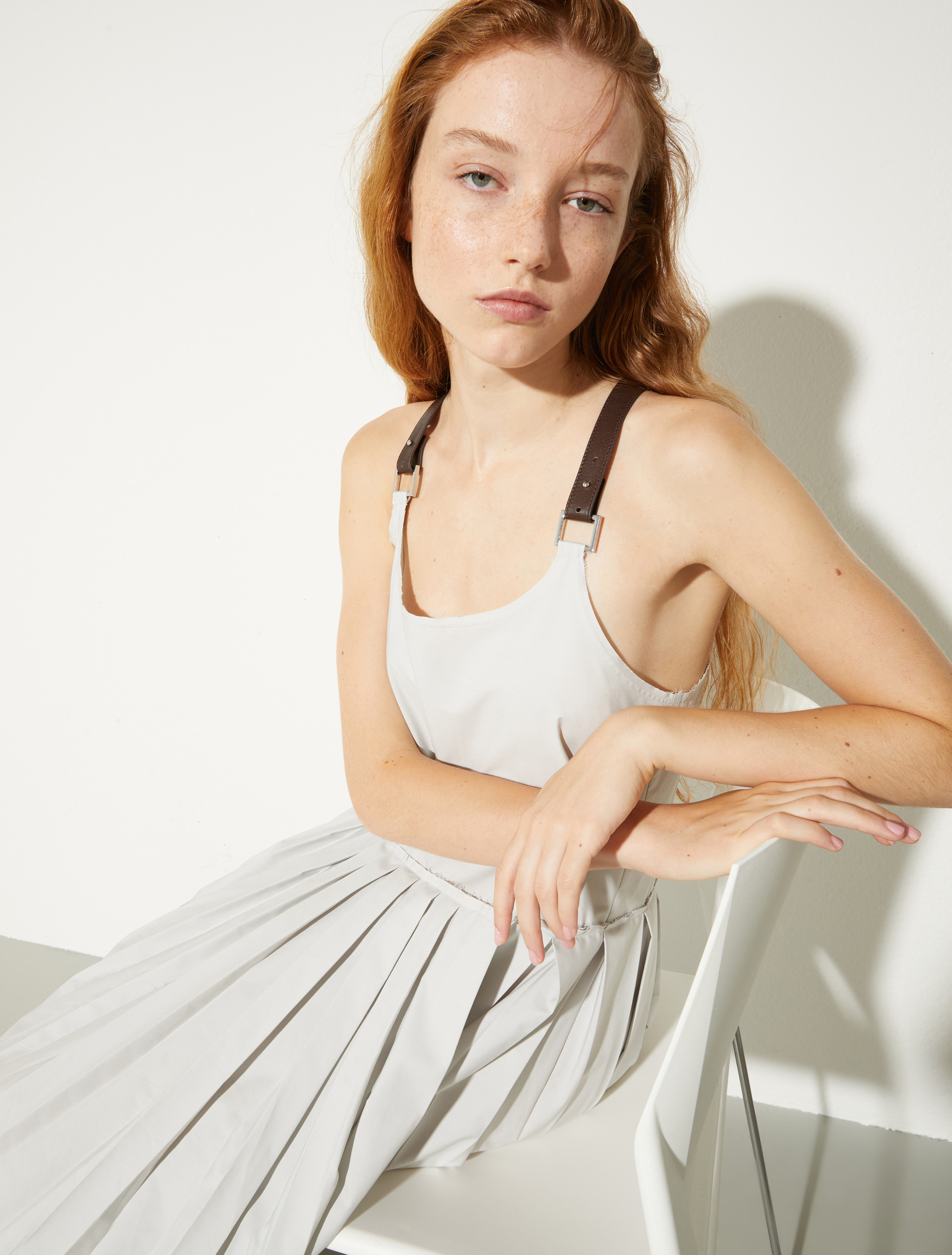 Vestido midi plisado de popelina, hielo | MAX&Co. Vestido midi plisado de popelina - HIELO - MAX&Co. - 3