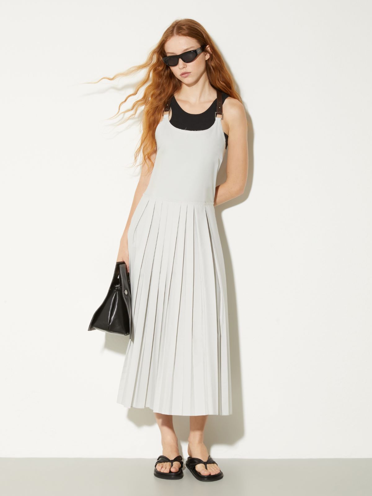 Vestido midi plisado de popelina, hielo | MAX&Co. Vestido midi plisado de popelina - HIELO - MAX&Co. - 4