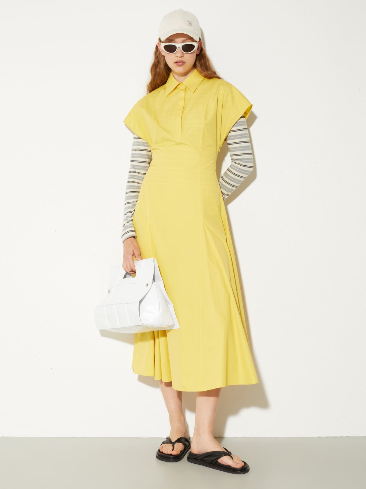 Poplin fit-and-flare dress - LIGHT YELLOW - MAX&Co. - 4