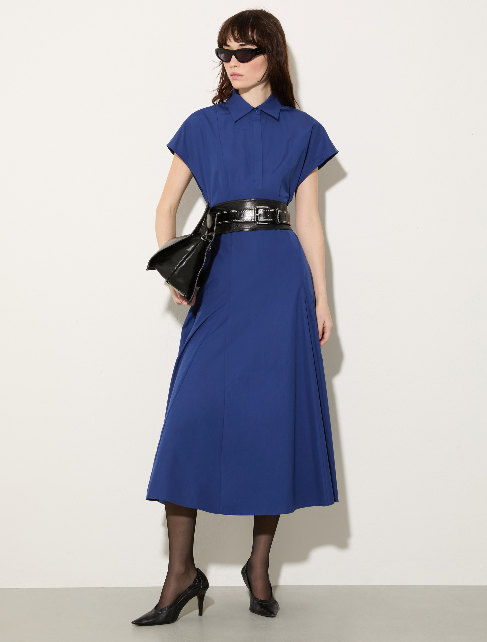 Poplin fit-and-flare dress - NAVY - MAX&Co. - 4