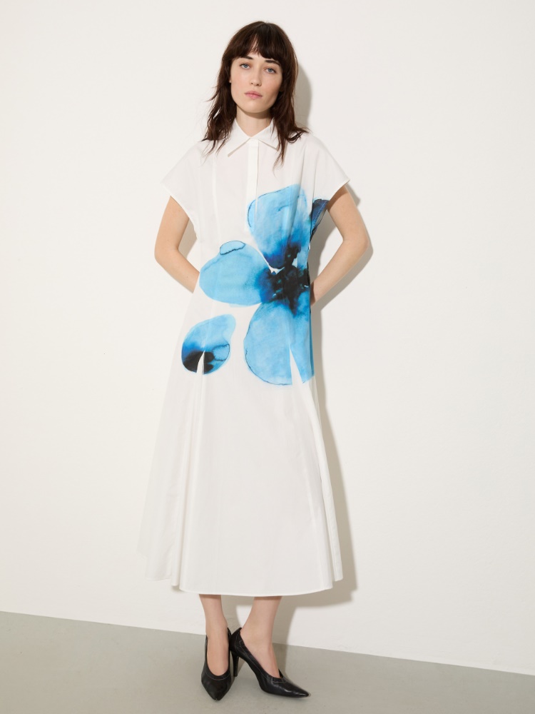 Poplin fit-and-flare dress - CREAM - MAX&Co.