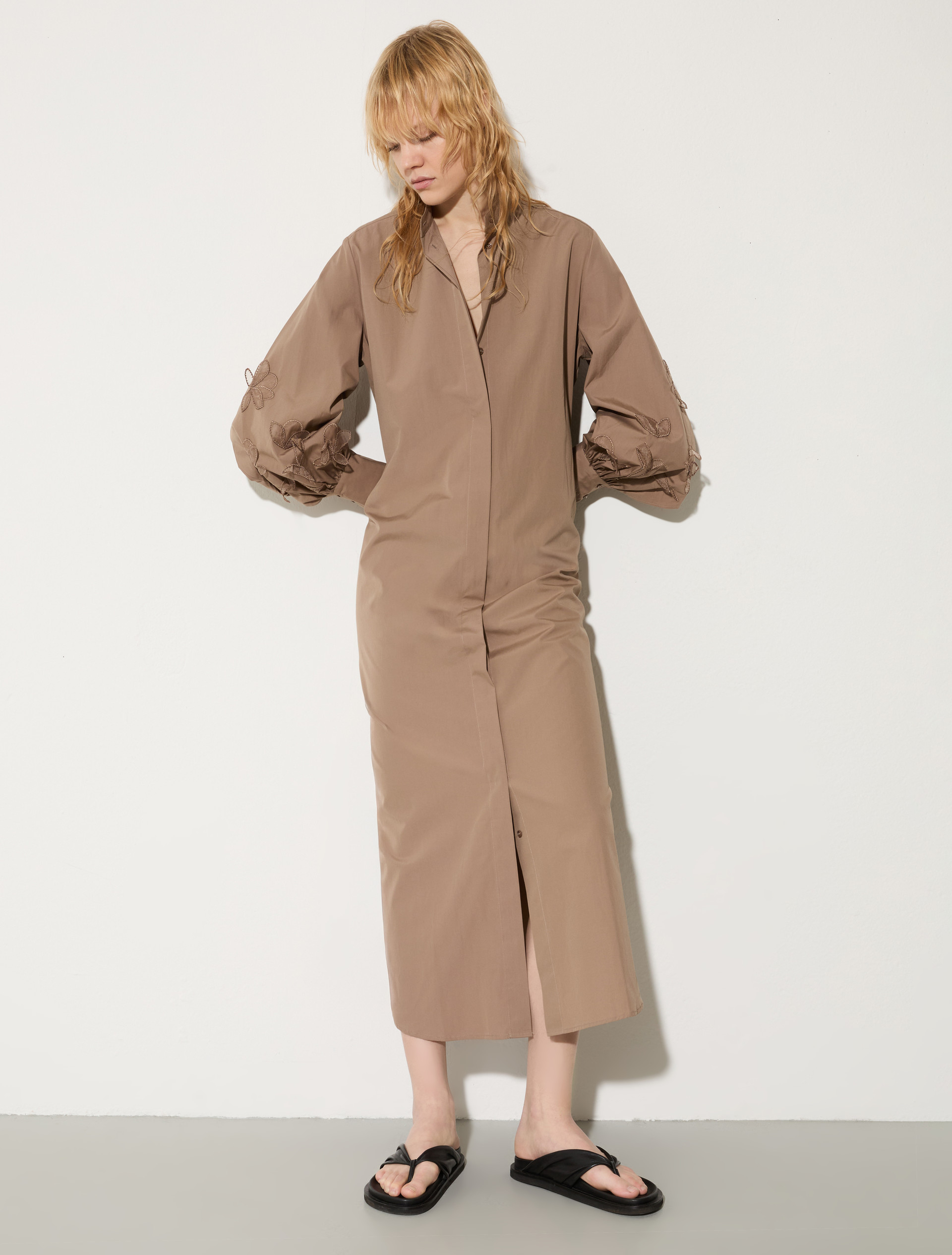 Embroidered poplin shirt dress - COCOA - MAX&Co.